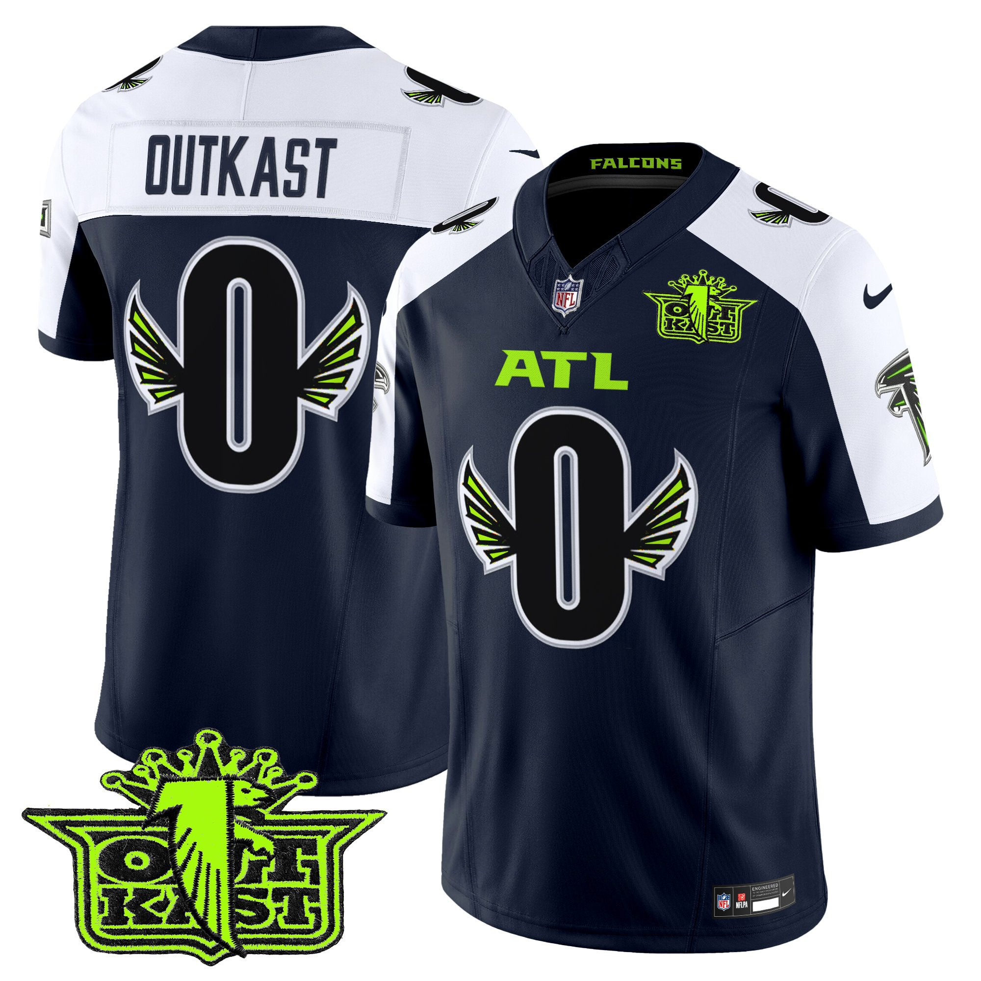 #0 OutKast Men's Outkast x Atlanta Falcons 2025 Atliens Vapor Limited Atliens Alternate Jersey - All Stitched