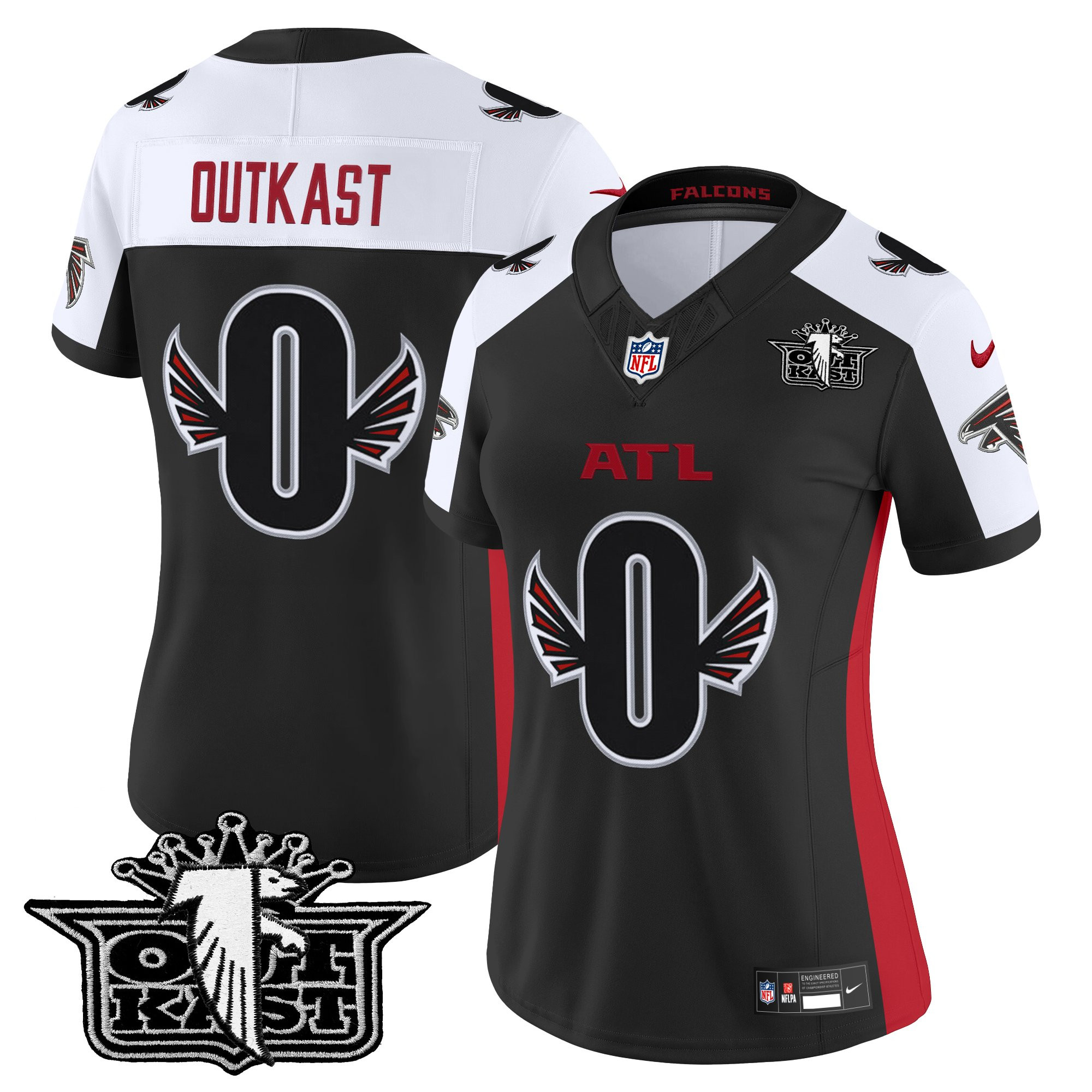 #0 OutKast Women's Outkast x Atlanta Falcons 2025 Vapor Limited Black Alternate Jersey - All Stitched