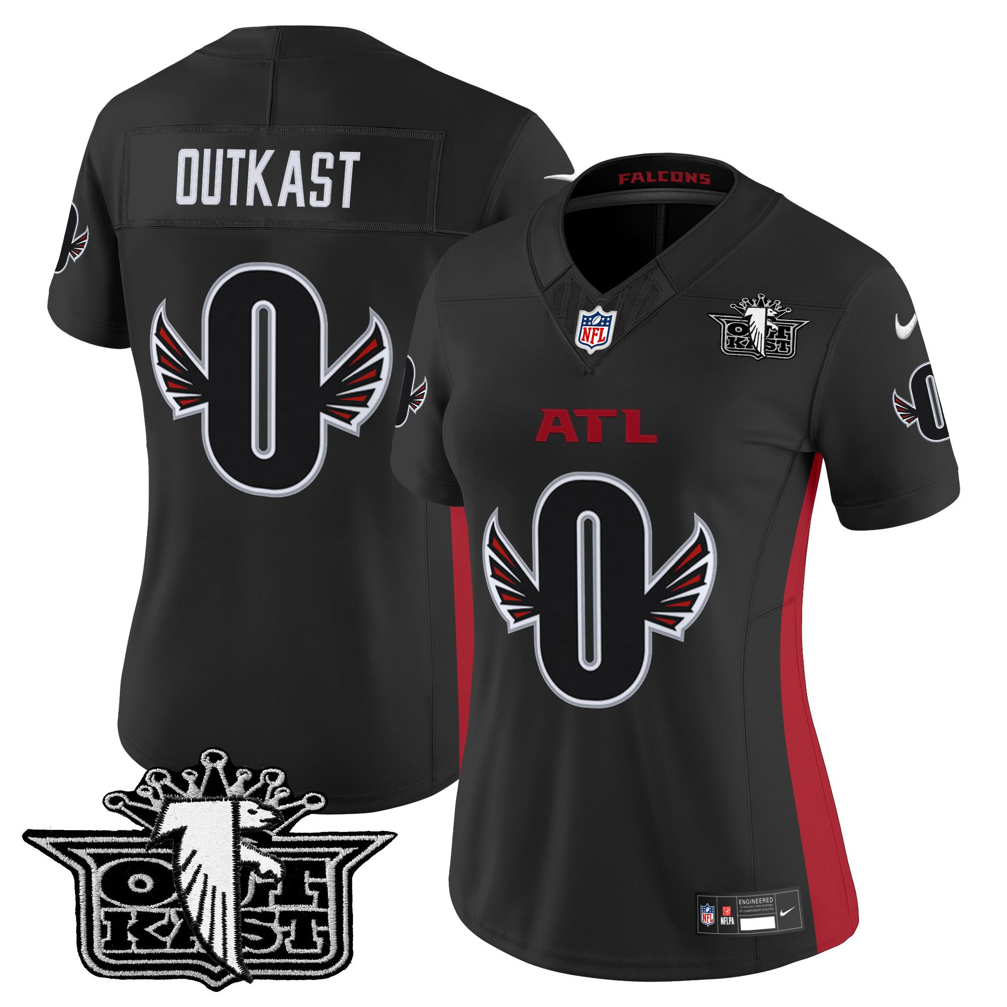 #0 OutKast Women's Outkast x Atlanta Falcons 2025 Vapor Limited Black Jersey - All Stitched