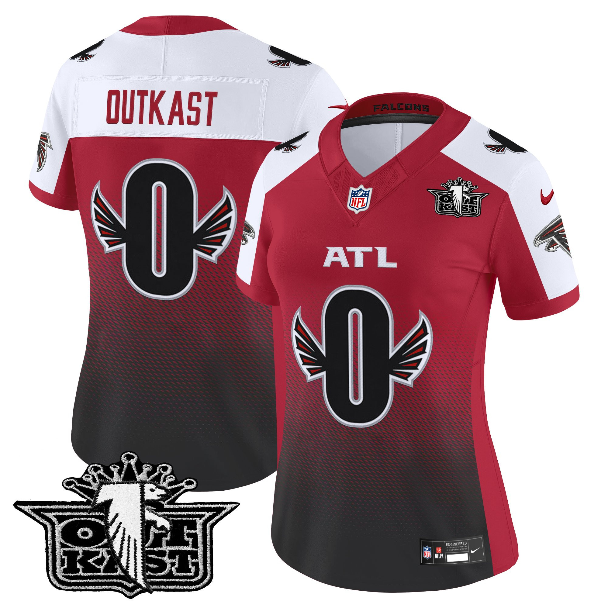 #0 OutKast Women's Outkast x Atlanta Falcons 2025 Vapor Limited Red Alternate Jersey - All Stitched