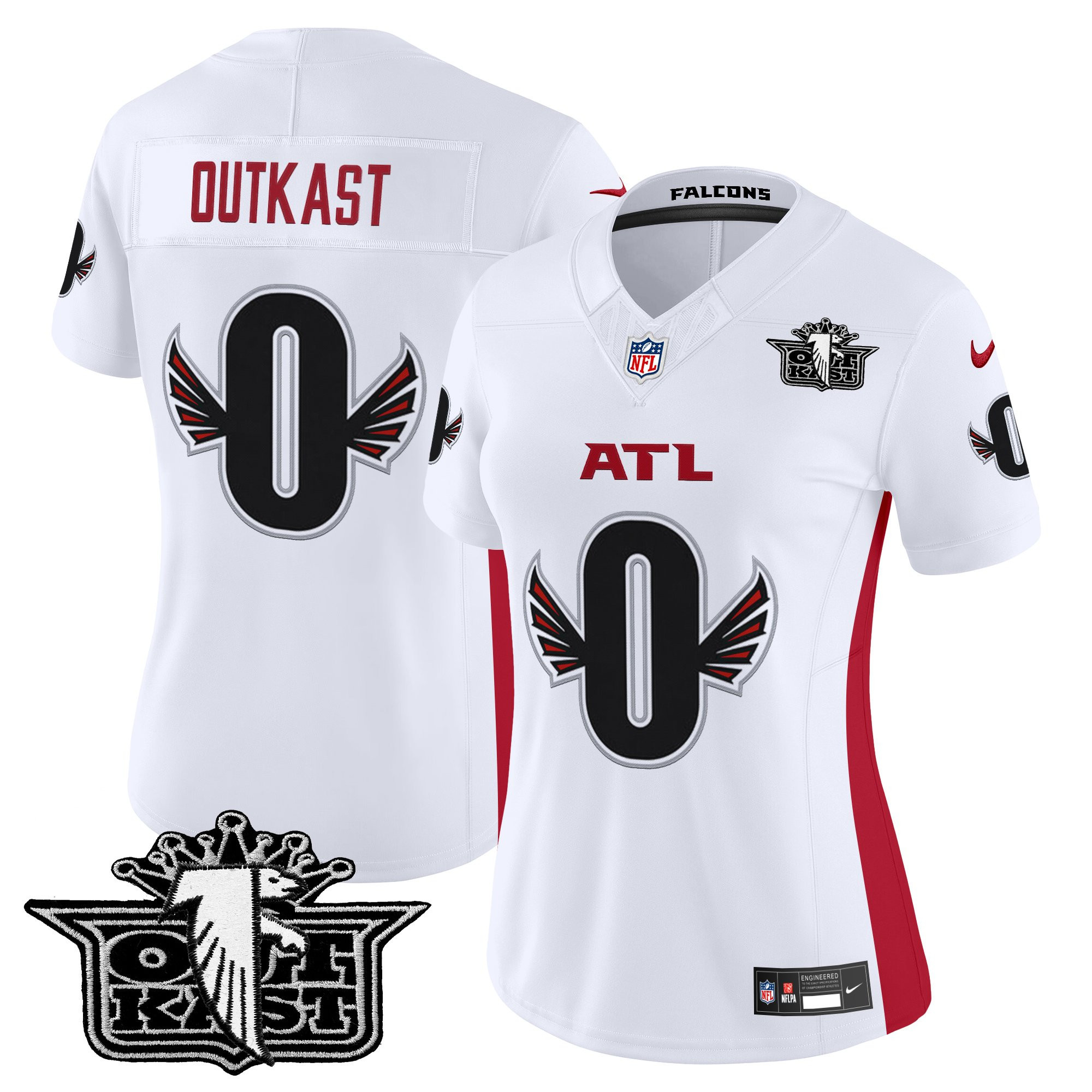 #0 OutKast Women's Outkast x Atlanta Falcons 2025 Vapor Limited White Jersey - All Stitched