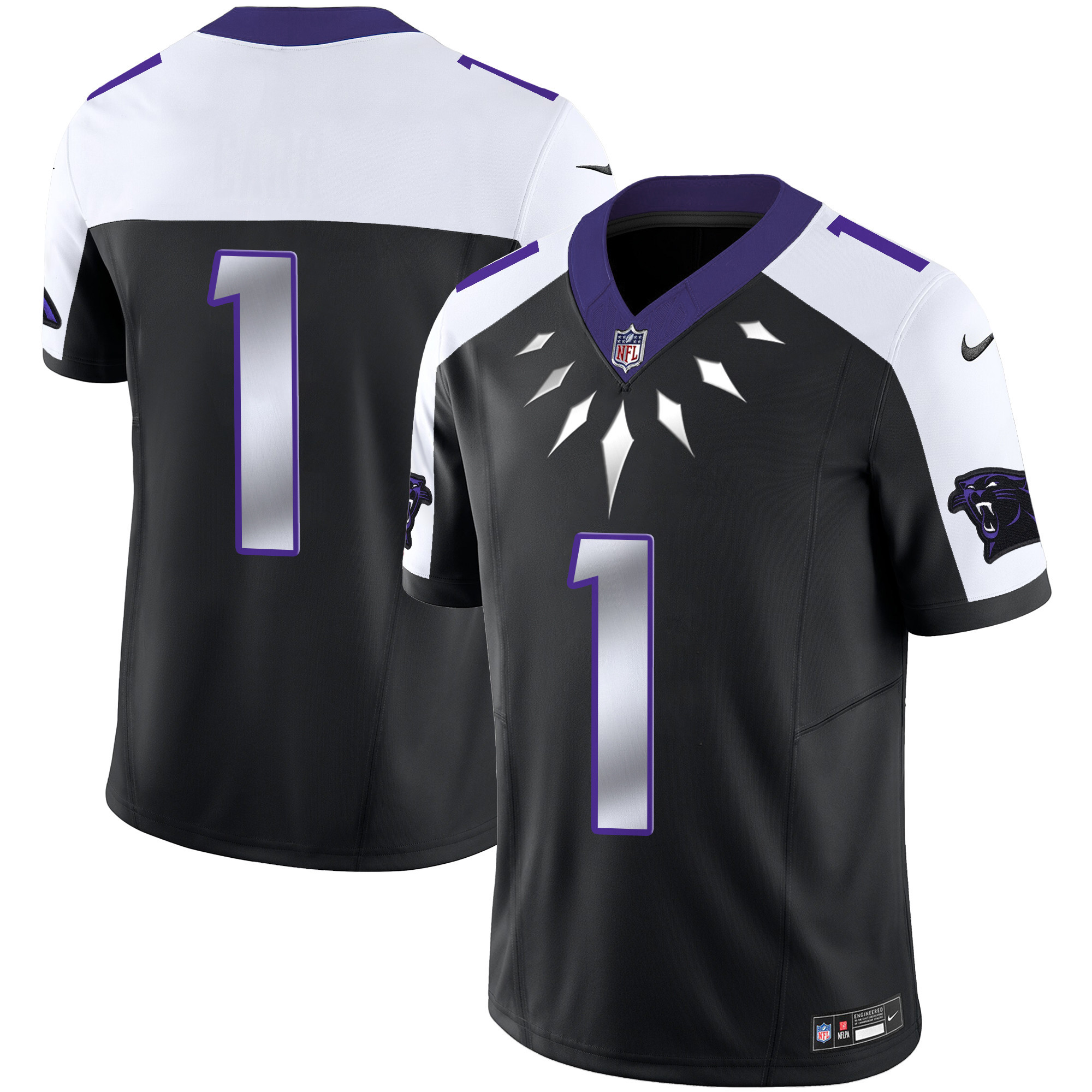 #1 Team Men's Carolina Panthers Wakanda Vapor Limited Black Alternate Jersey - All Stitched