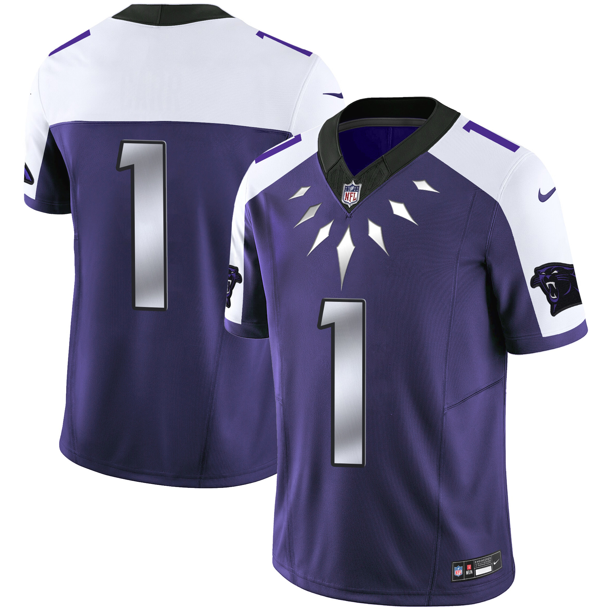 #1 Team Men's Carolina Panthers Wakanda Vapor Limited Purple Alternate Jersey - All Stitched