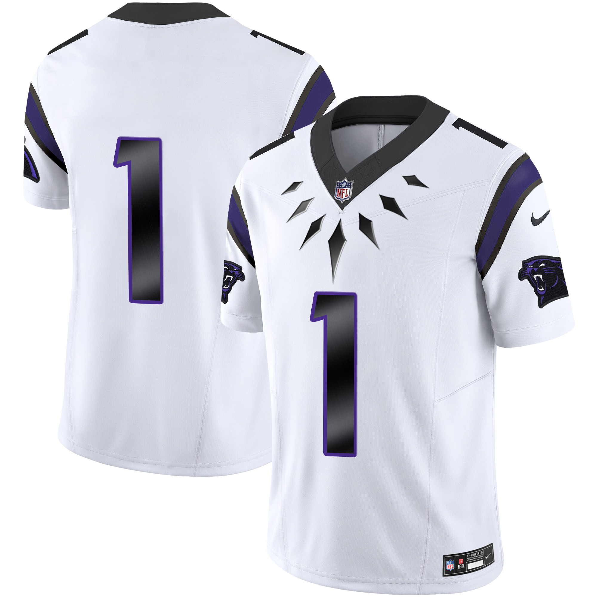#1 Team Men's Carolina Panthers Wakanda Vapor Limited White Jersey - All Stitched