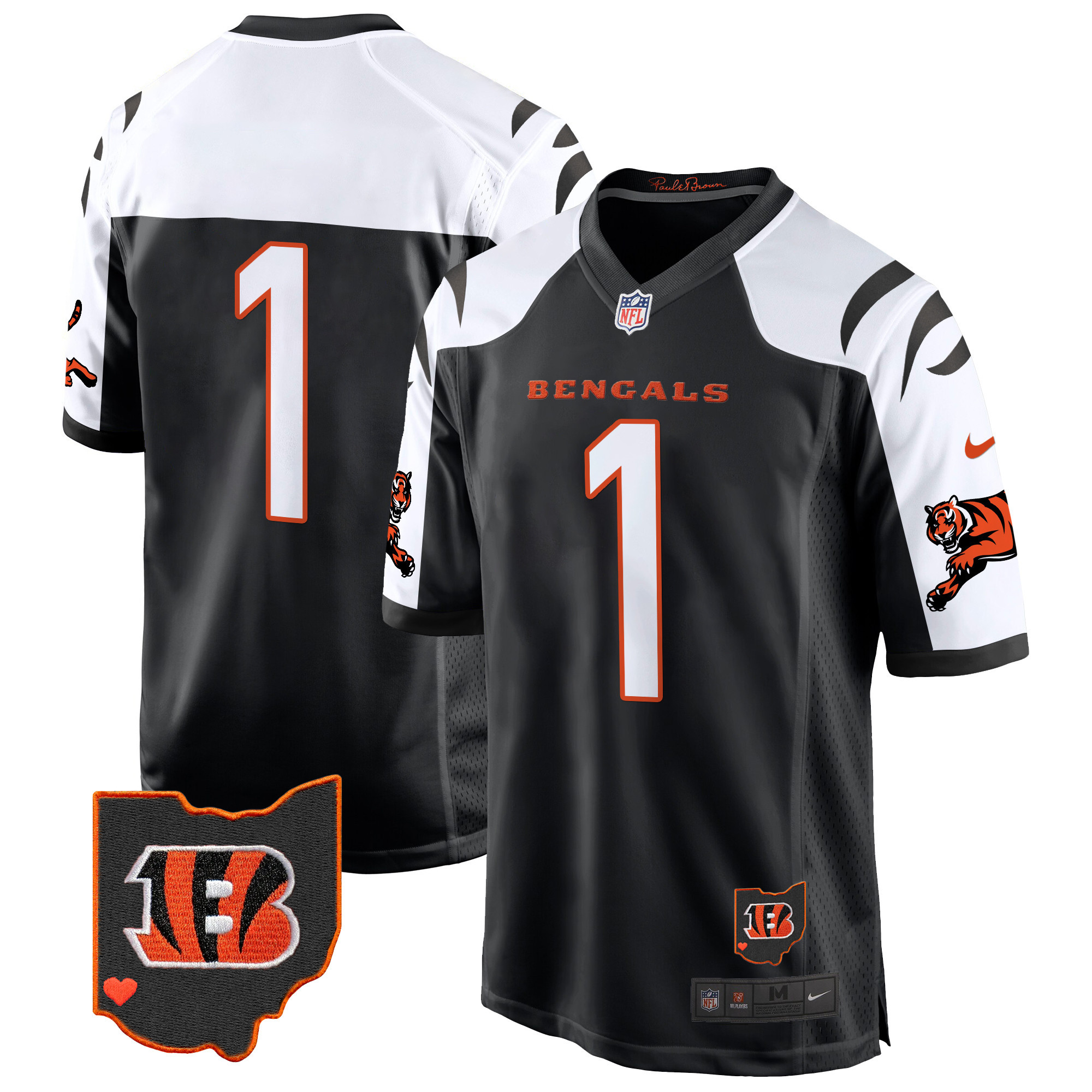 #1 Team Men's Cincinnati Bengals 2024 Game Black Alternate Jersey - All Stitched