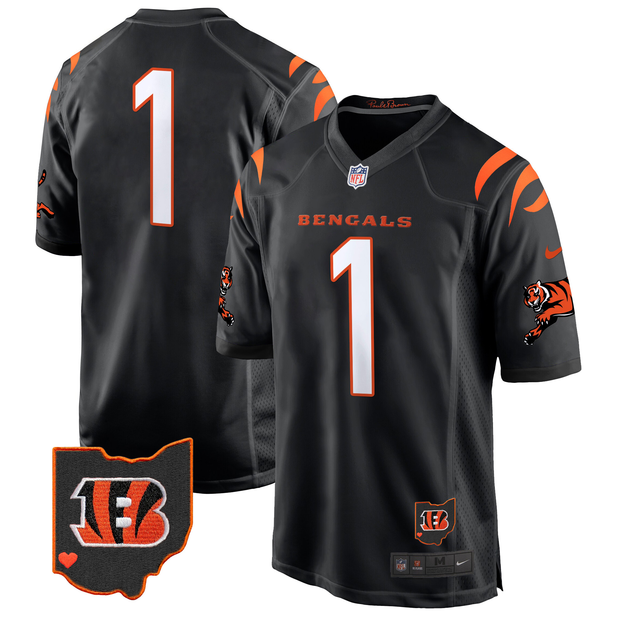#1 Team Men's Cincinnati Bengals 2024 Game Black Jersey - All Stitched
