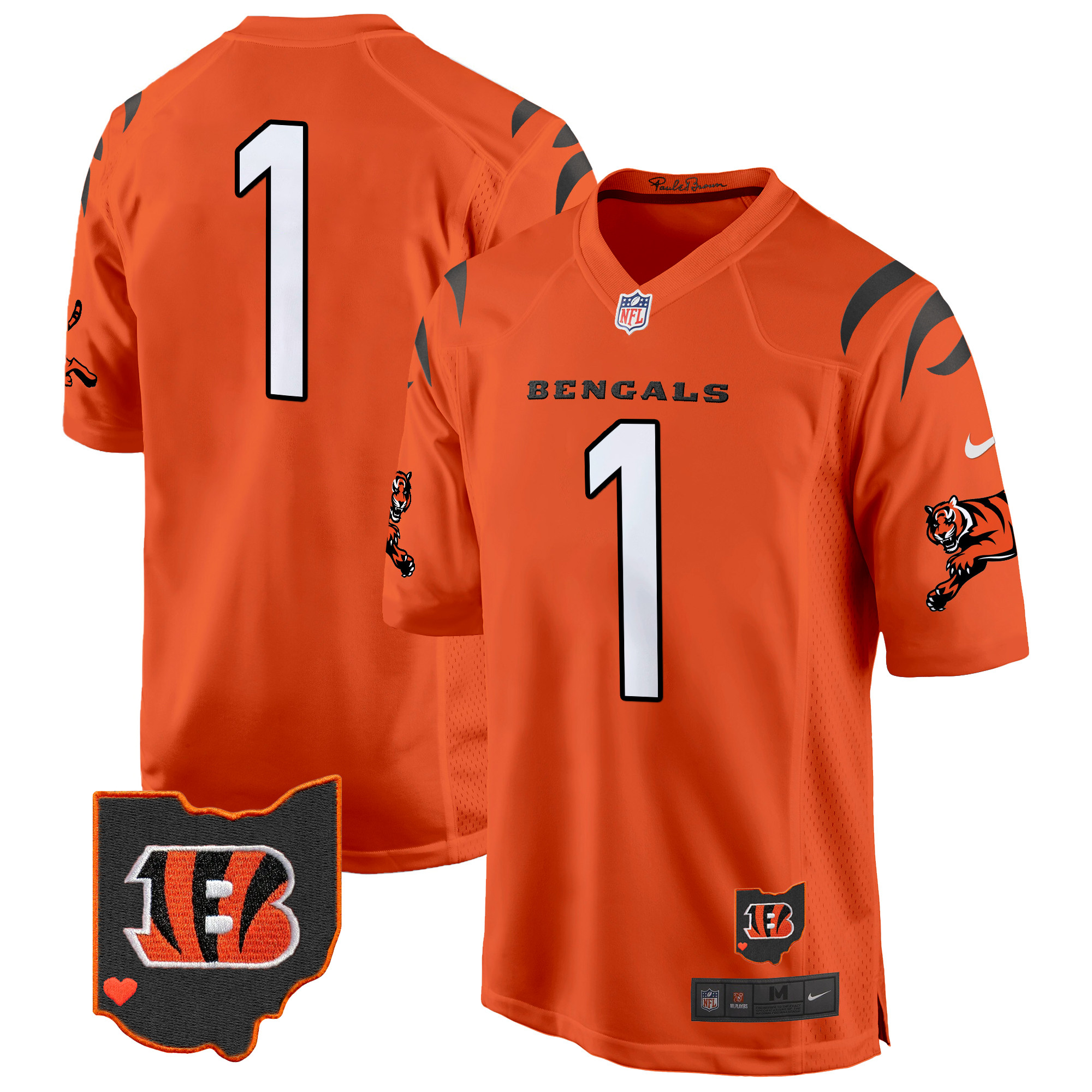 #1 Team Men's Cincinnati Bengals 2024 Game Orange Jersey - All Stitched