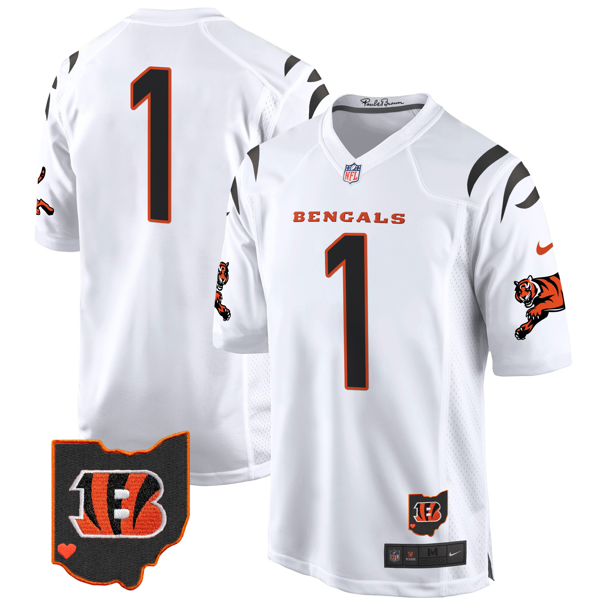 #1 Team Men's Cincinnati Bengals 2024 Game White Jersey - All Stitched