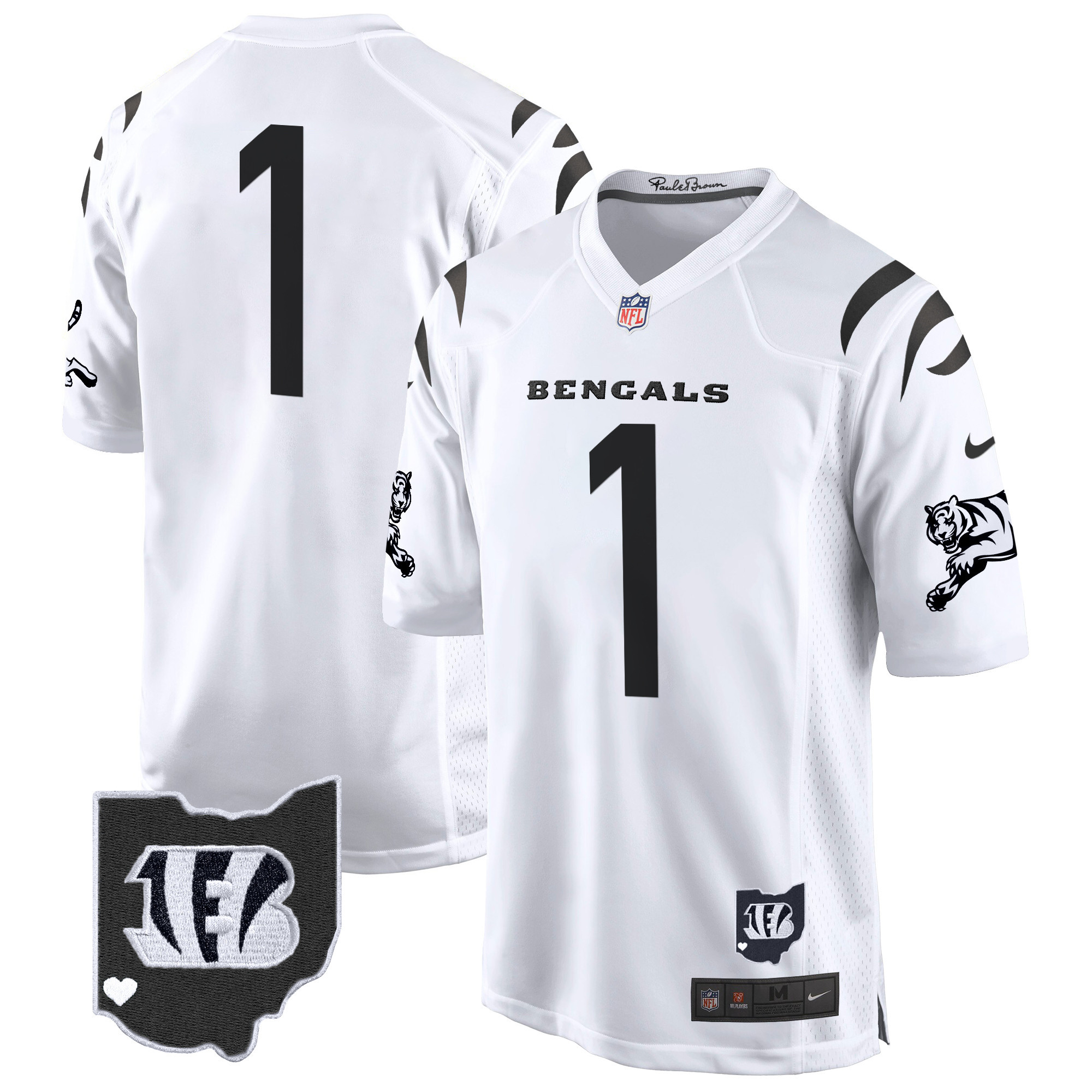 #1 Team Men's Cincinnati Bengals 2024 Game White Limited Jersey - All Stitched