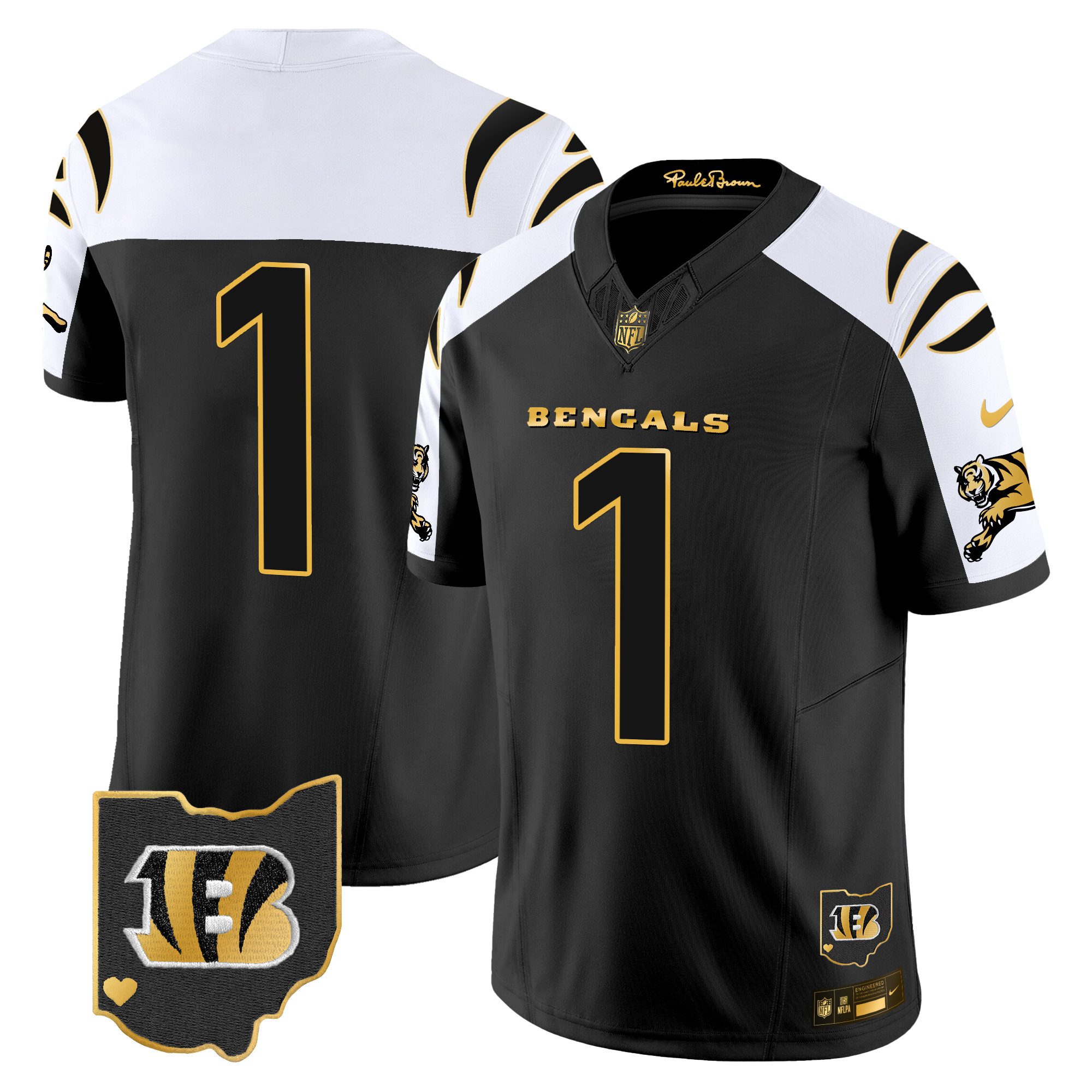 #1 Team Men's Cincinnati Bengals 2024 Gold Vapor Limited Alternate Jersey - All Stitched