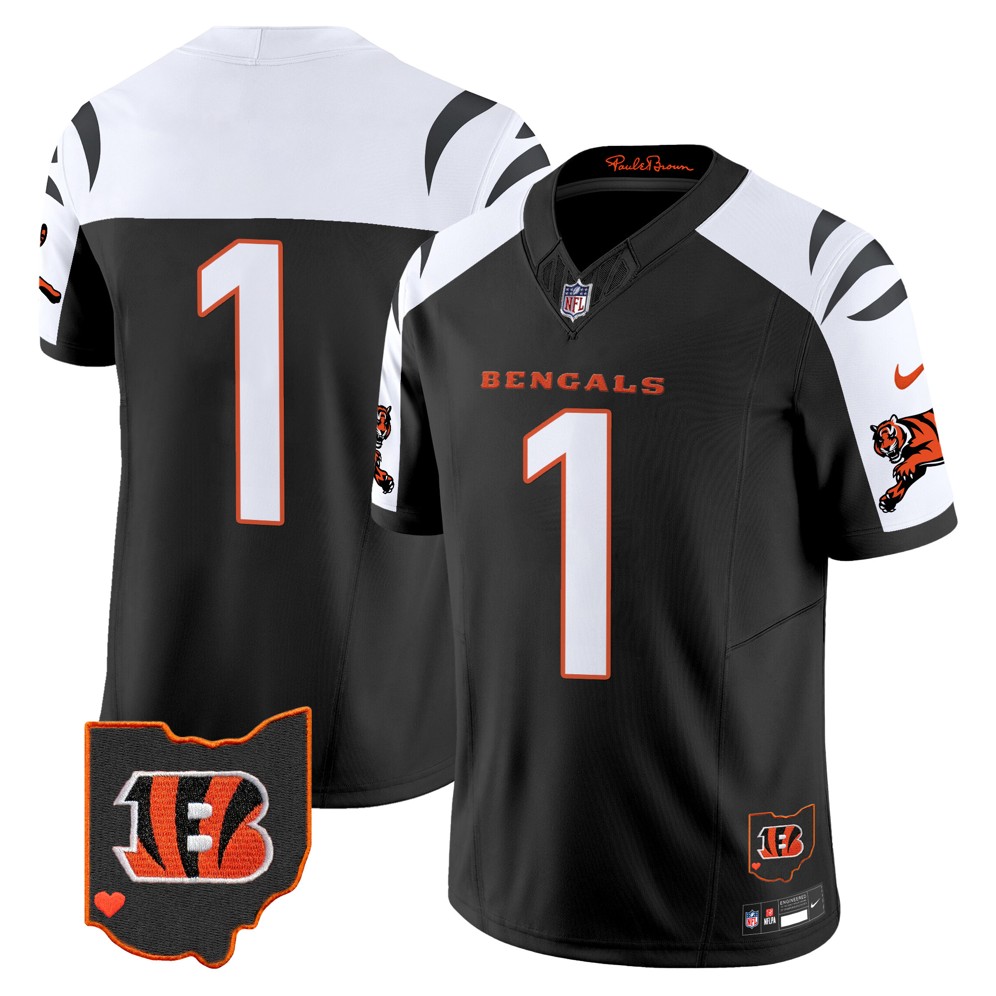 #1 Team Men's Cincinnati Bengals 2024 Vapor Limited Alternate Jersey - All Stitched