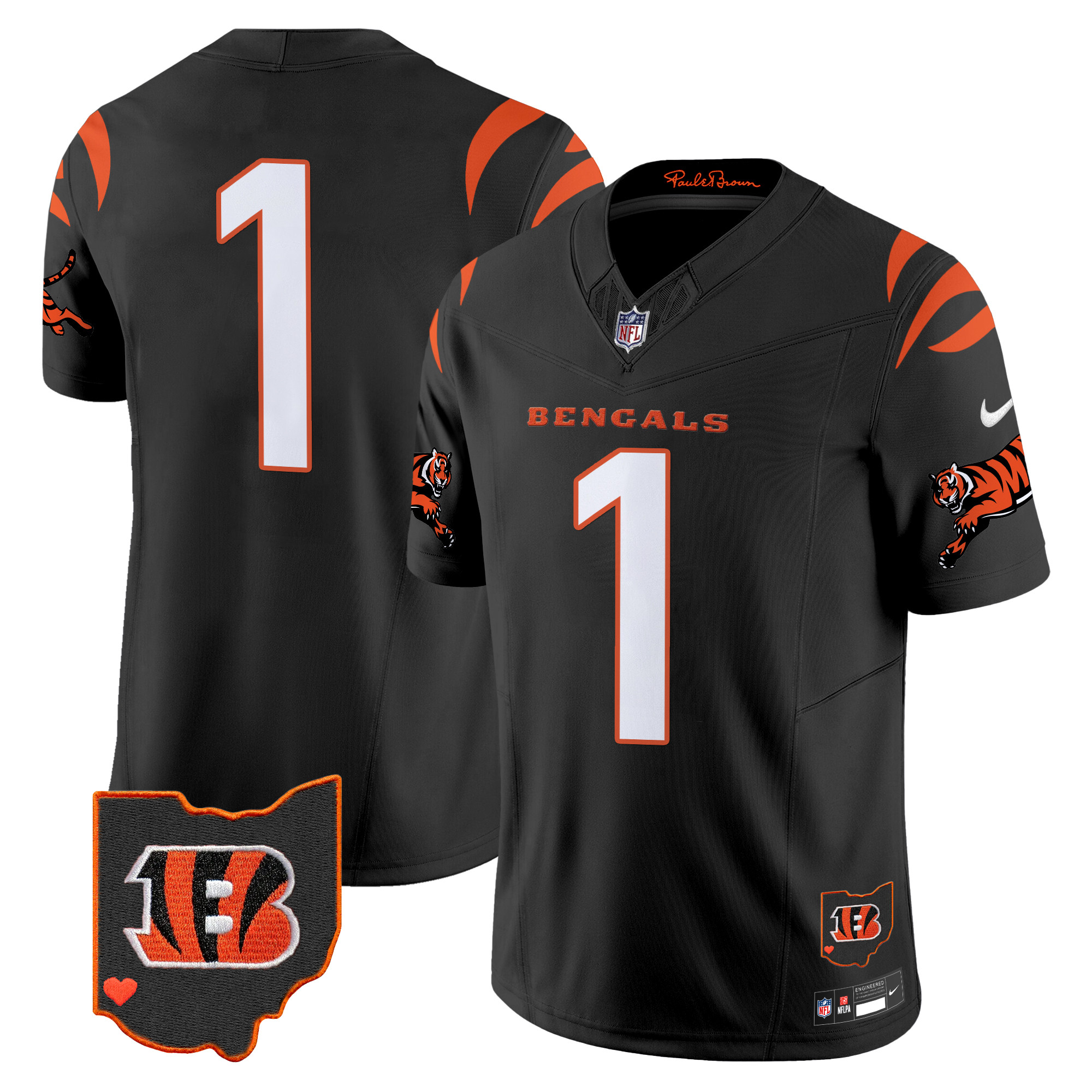 #1 Team Men's Cincinnati Bengals 2024 Vapor Limited Black Jersey - All Stitched