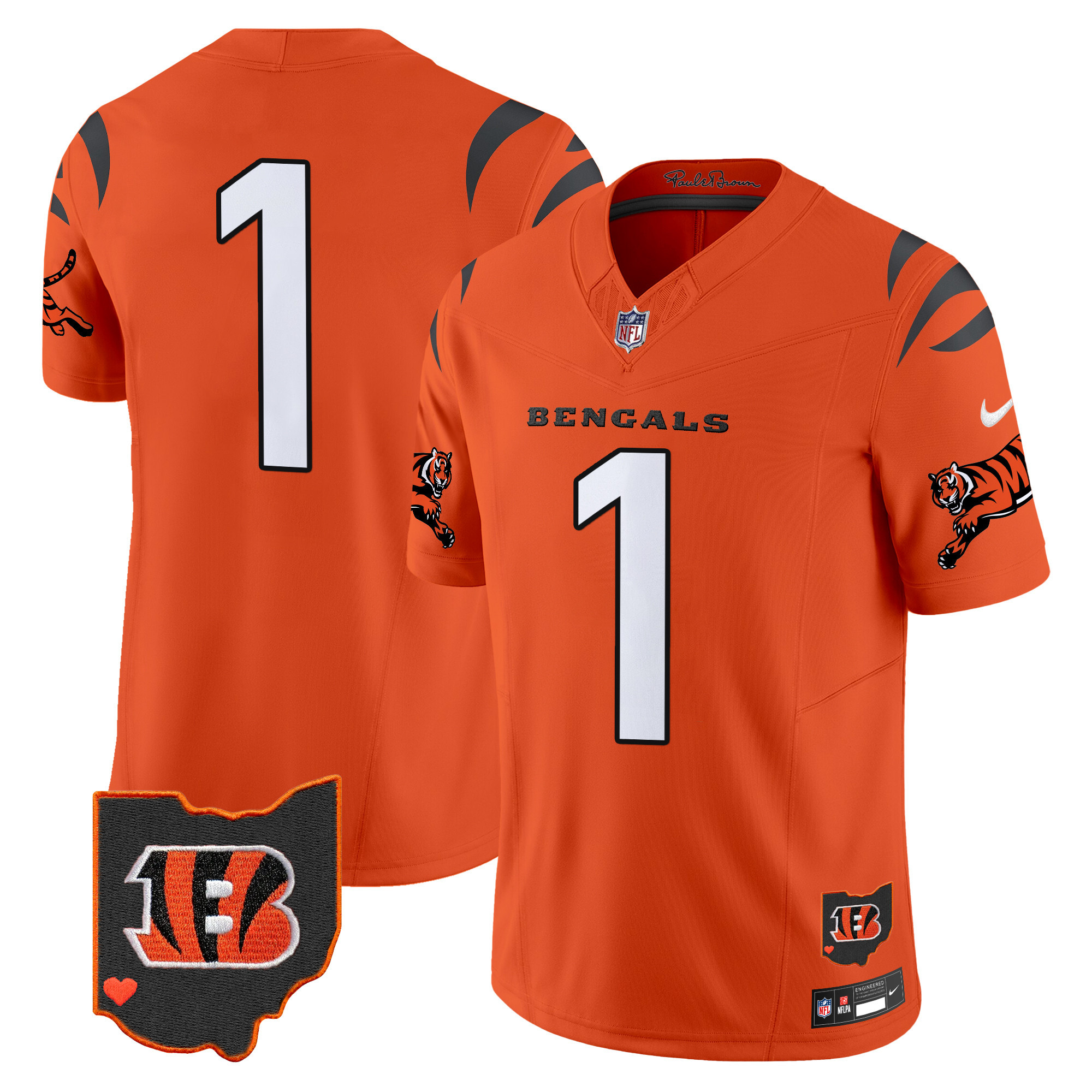 #1 Team Men's Cincinnati Bengals 2024 Vapor Limited Orange Jersey - All Stitched