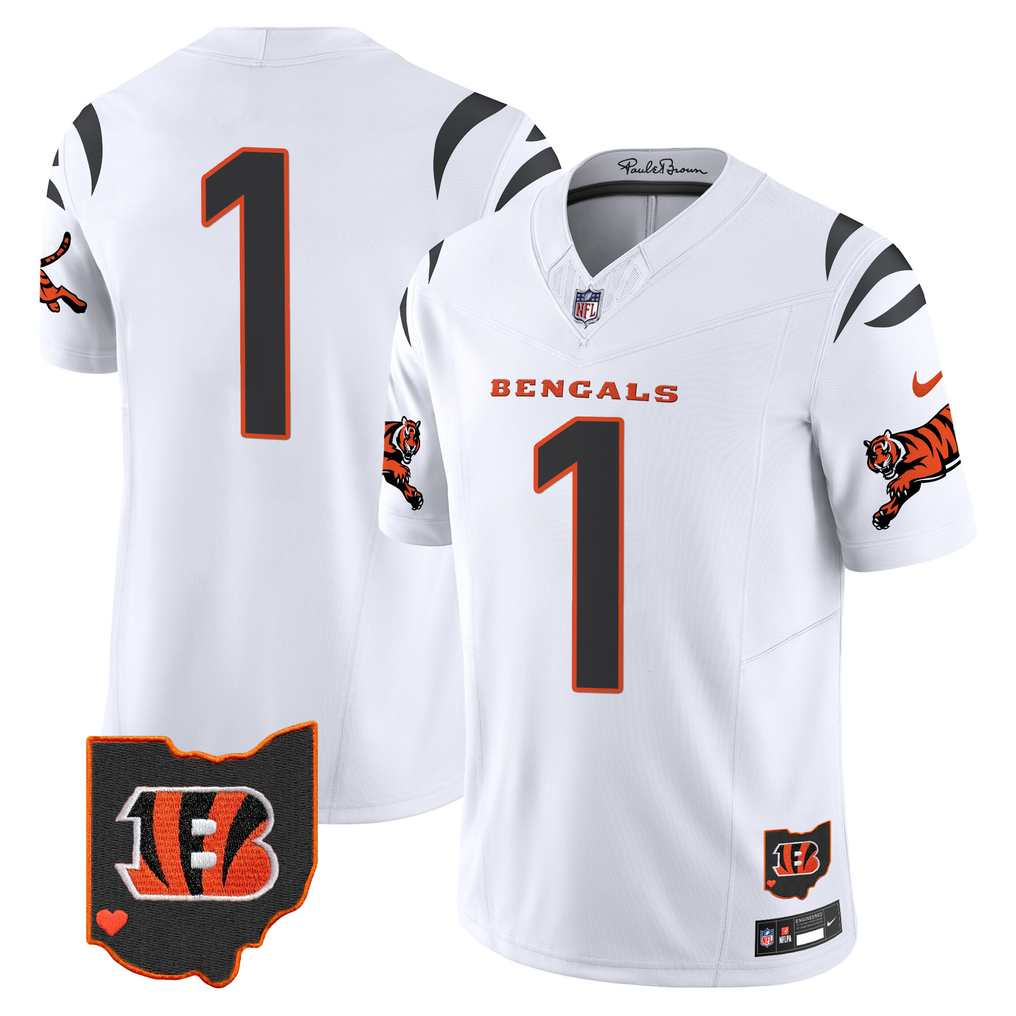 #1 Team Men's Cincinnati Bengals 2024 Vapor Limited White Jersey - All Stitched