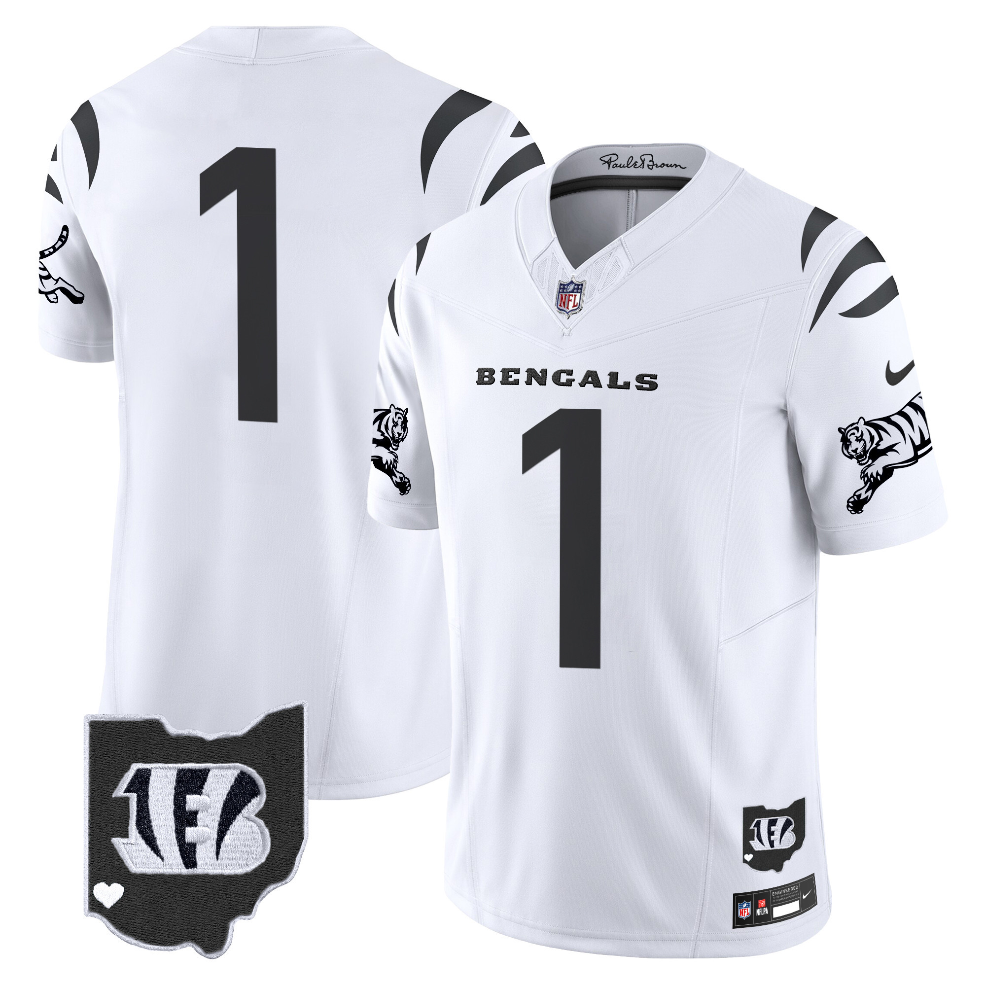 #1 Team Men's Cincinnati Bengals 2024 Vapor Limited White Limited Jersey - All Stitched