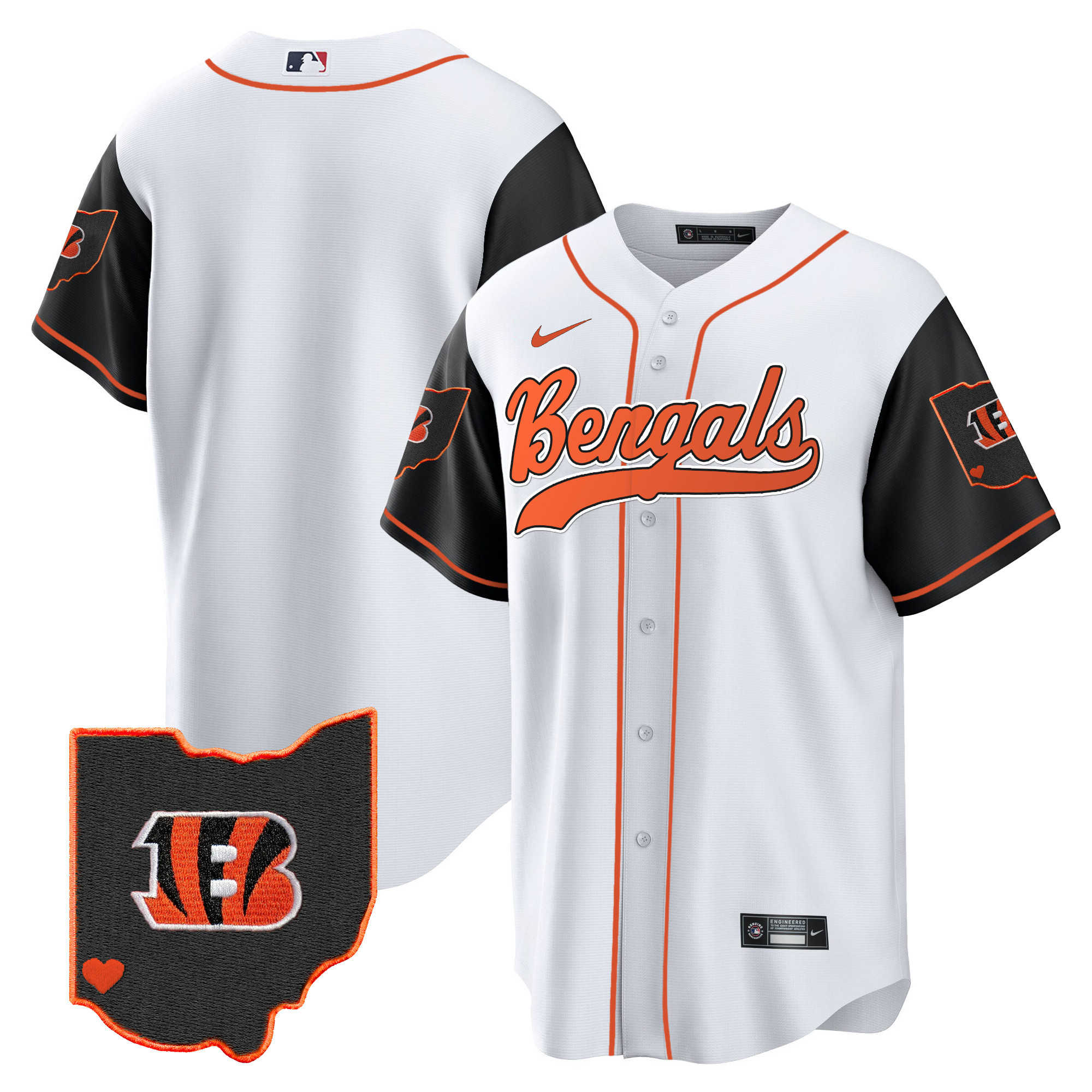 #1 Team Men's Cincinnati Bengals Ohio Patch Baseball Color Rush Jersey - All Stitched
