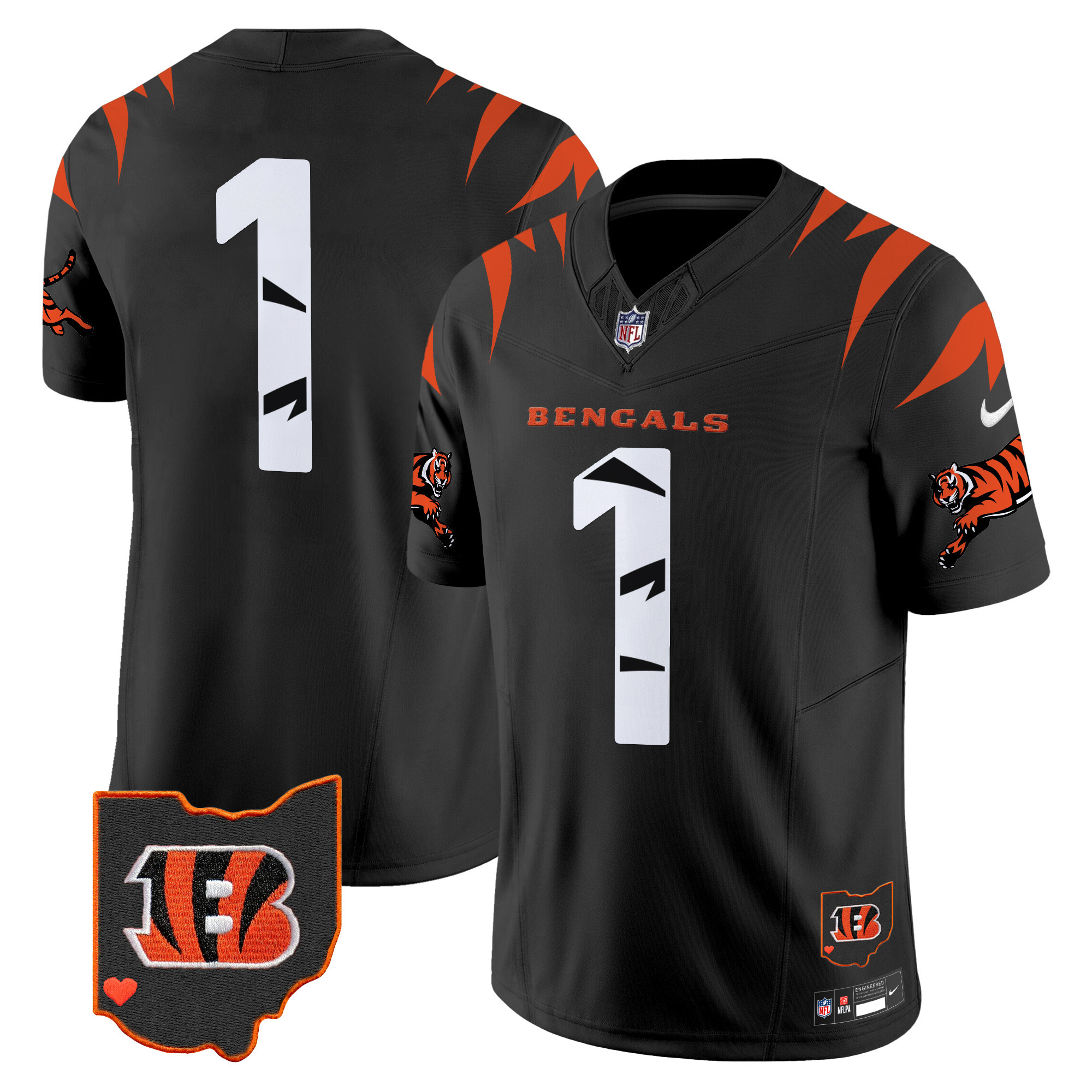 #1 Team Men's Cincinnati Bengals Special Vapor Limited Black Jersey - All Stitched
