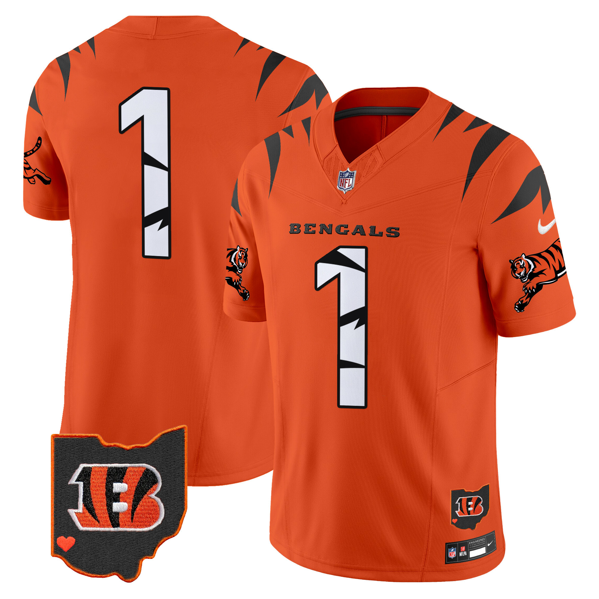 #1 Team Men's Cincinnati Bengals Special Vapor Limited Orange Jersey - All Stitched