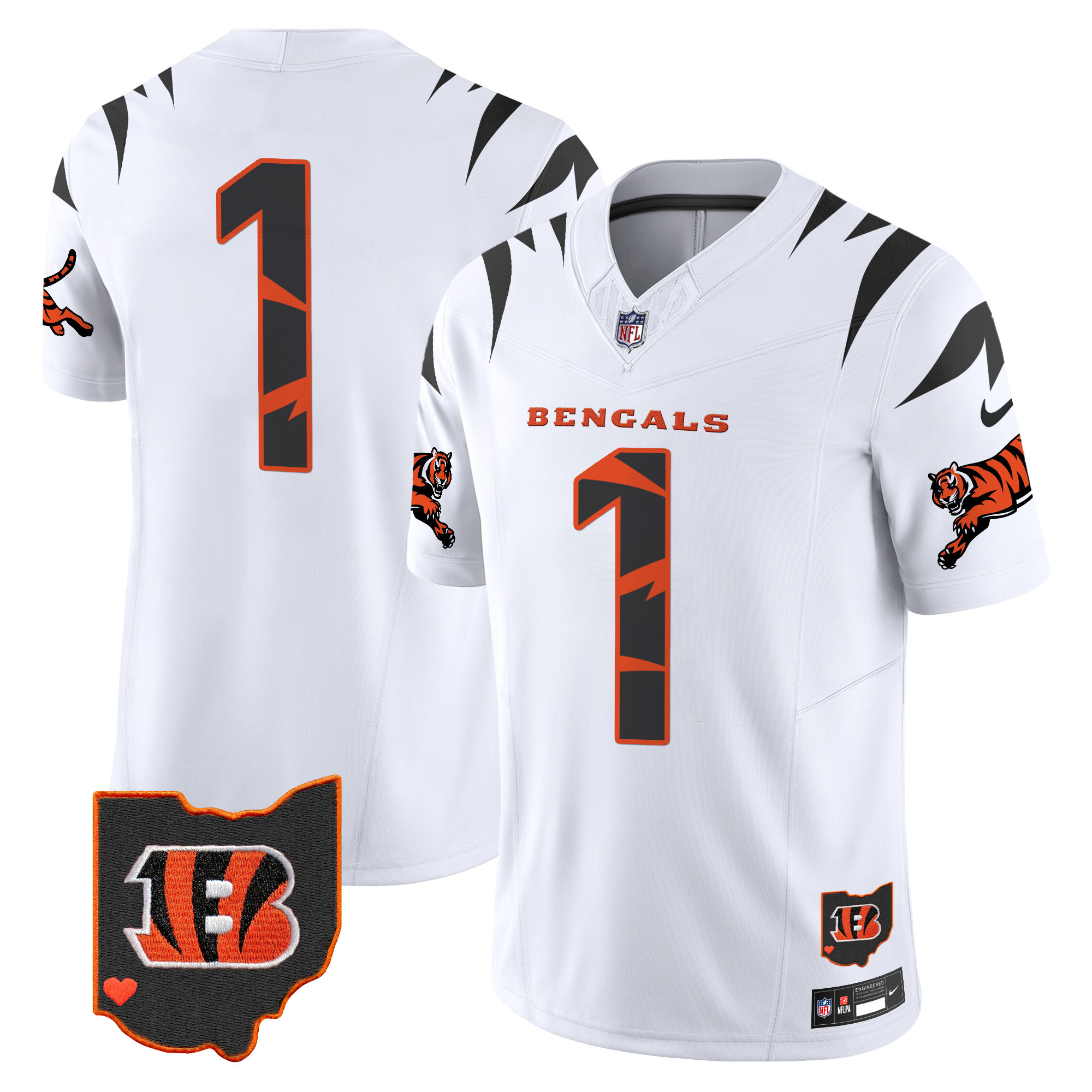 #1 Team Men's Cincinnati Bengals Special Vapor Limited White Jersey - All Stitched