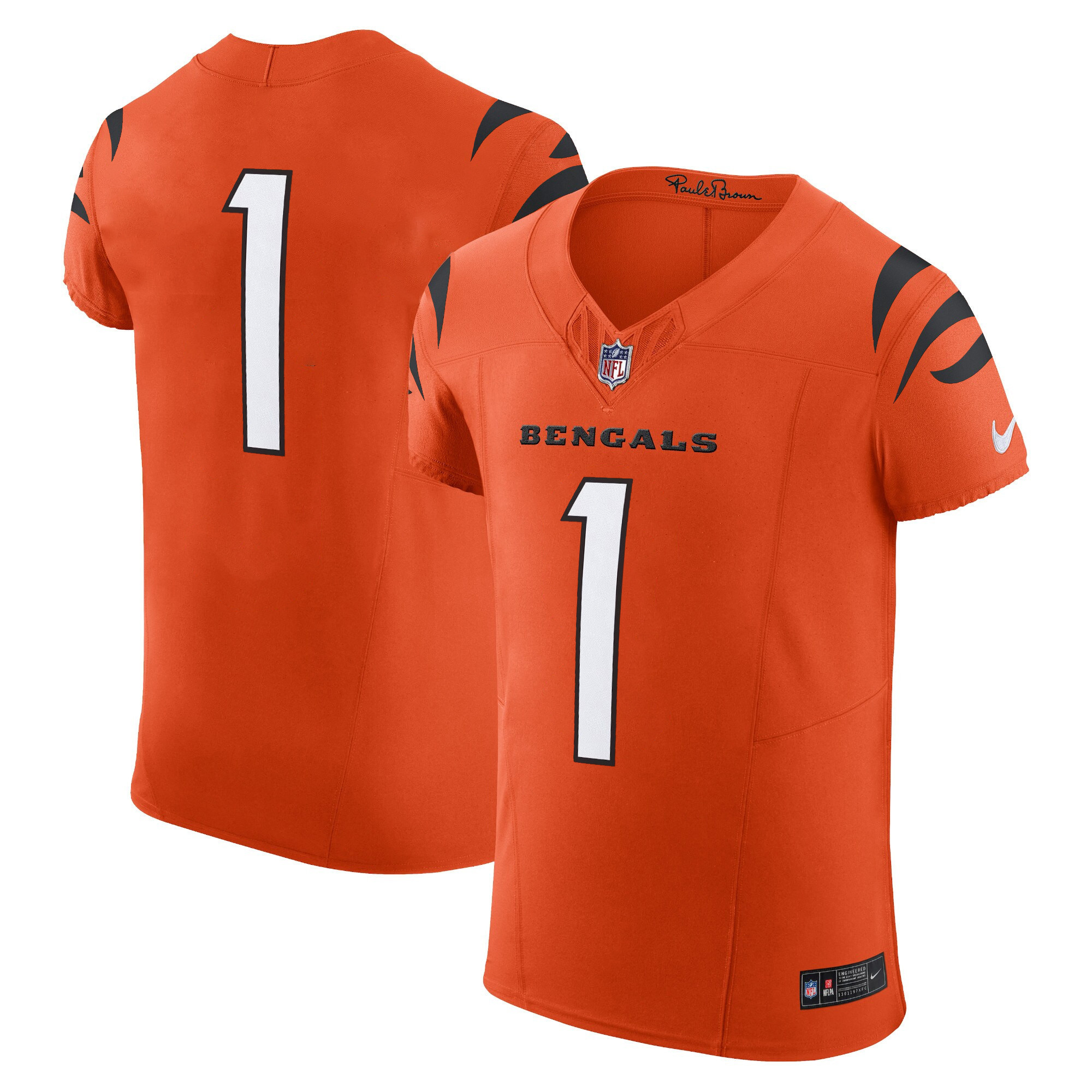 #1 Team Men's Cincinnati Bengals Vapor Elite Orange Jersey - All Stitched