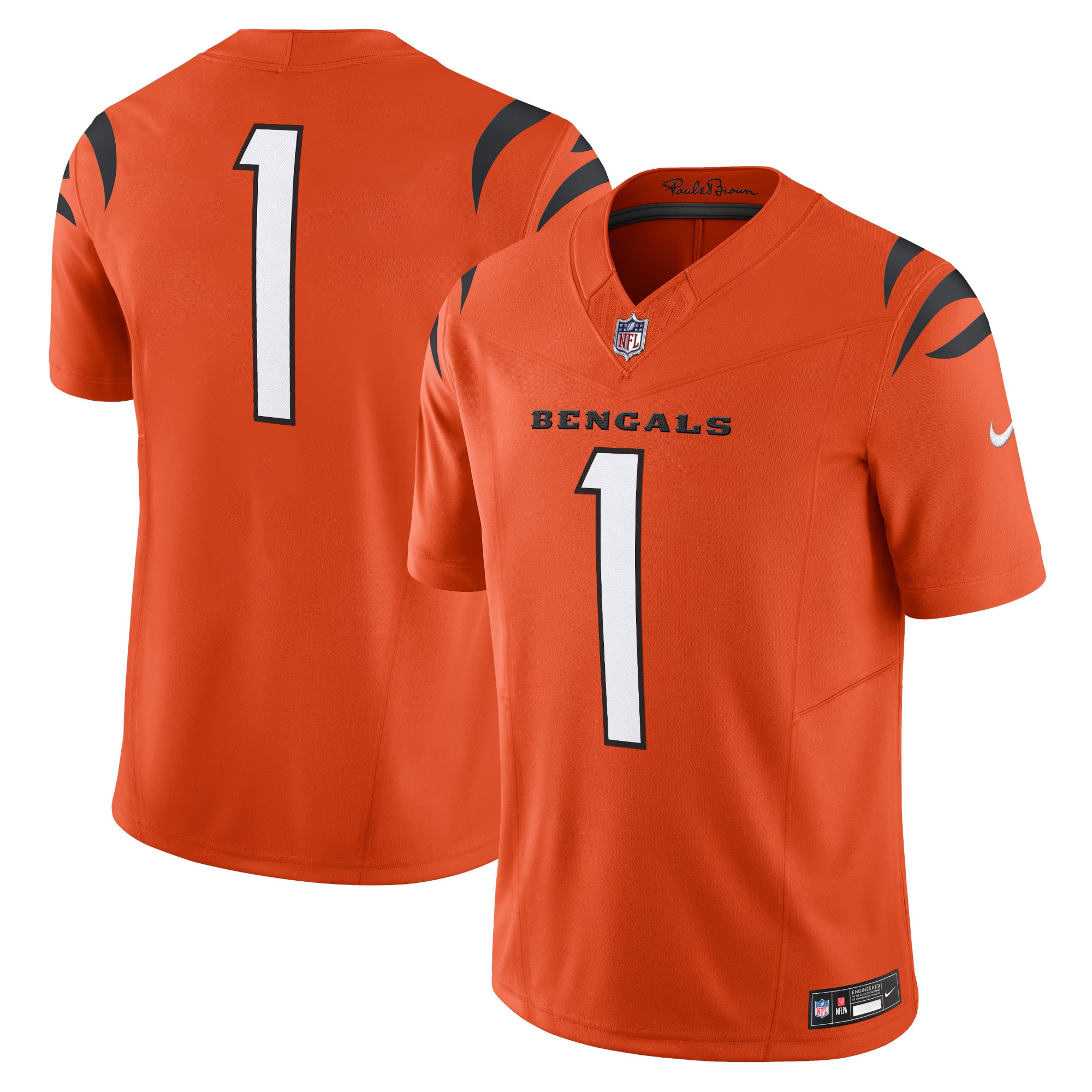#1 Team Men's Cincinnati Bengals Vapor Limited Orange Jersey - All Stitched