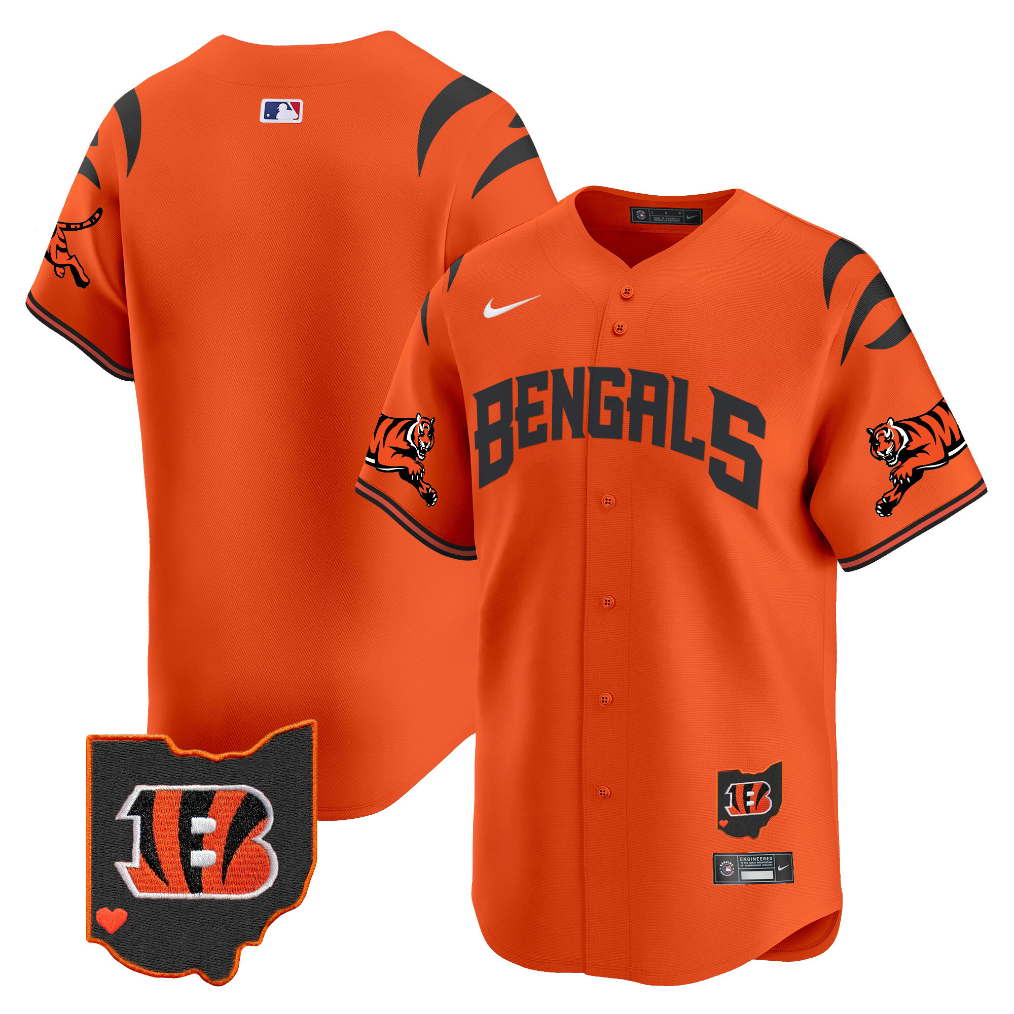 #1 Team Men's Cincinnati Bengals Vapor Premier Limited Orange Jersey - All Stitched