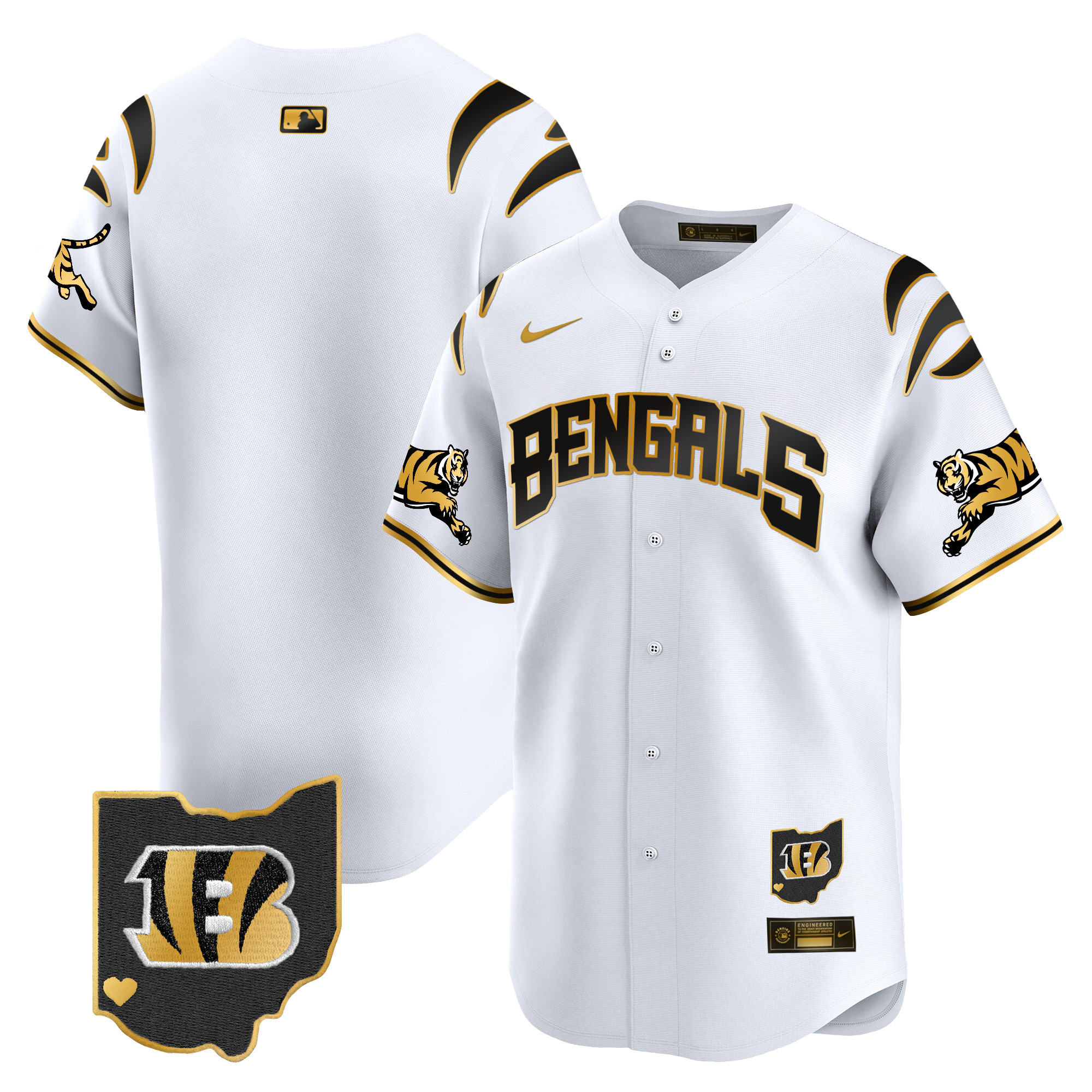 #1 Team Men's Cincinnati Bengals Vapor Premier Limited White Gold Jersey - All Stitched