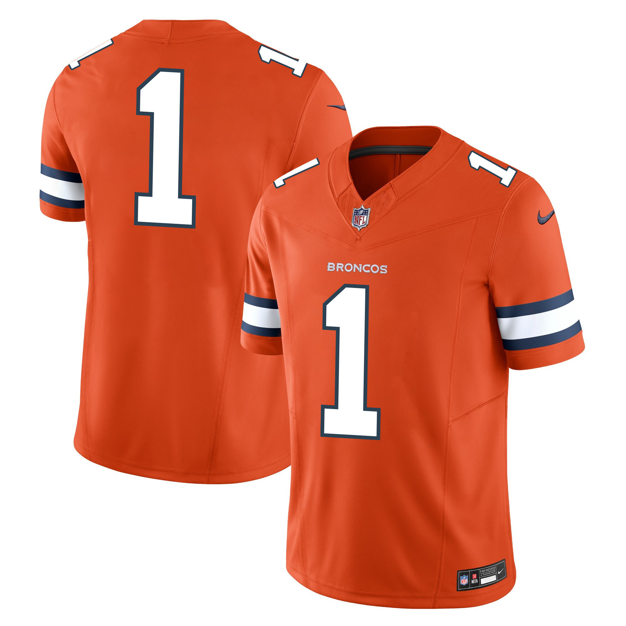 #1 Team Men's Denver Broncos Vapor Limited Orange Jersey - All Stitched