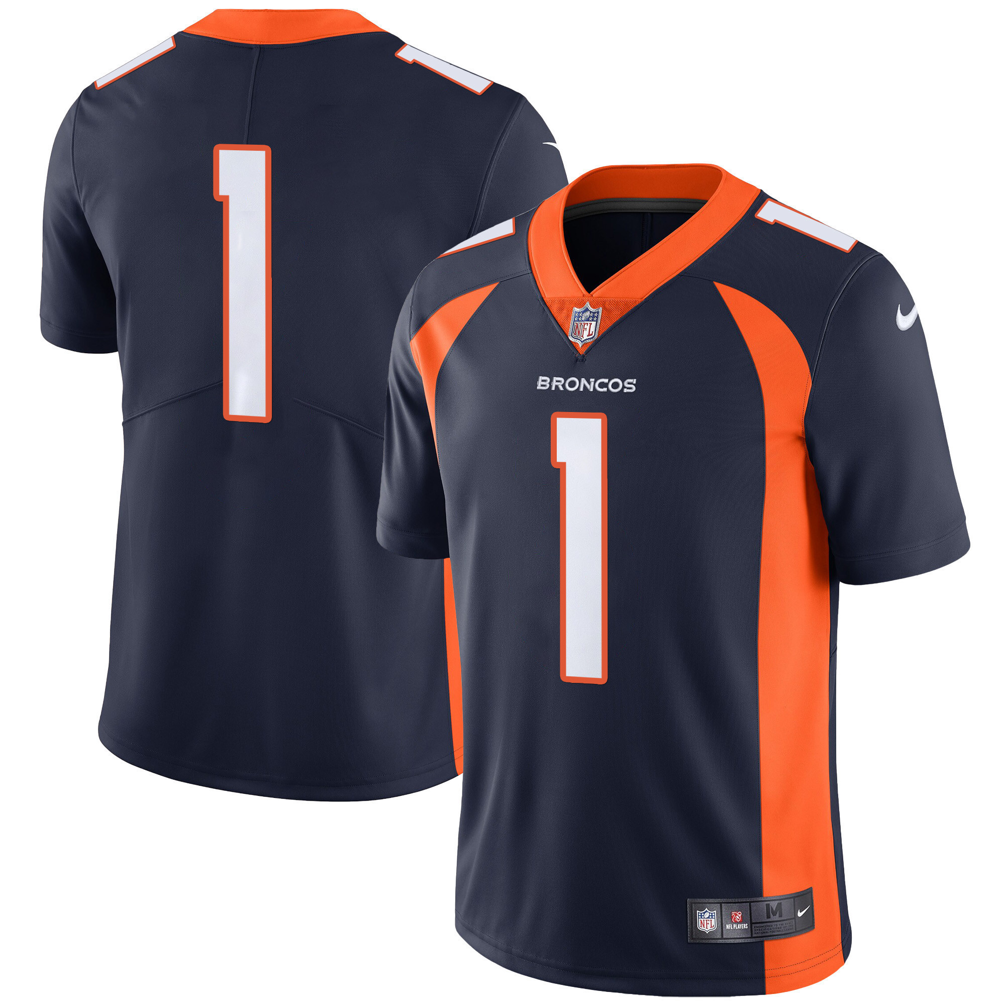 #1 Team Men's Denver Broncos Vapor Navy Jersey - All Stitched