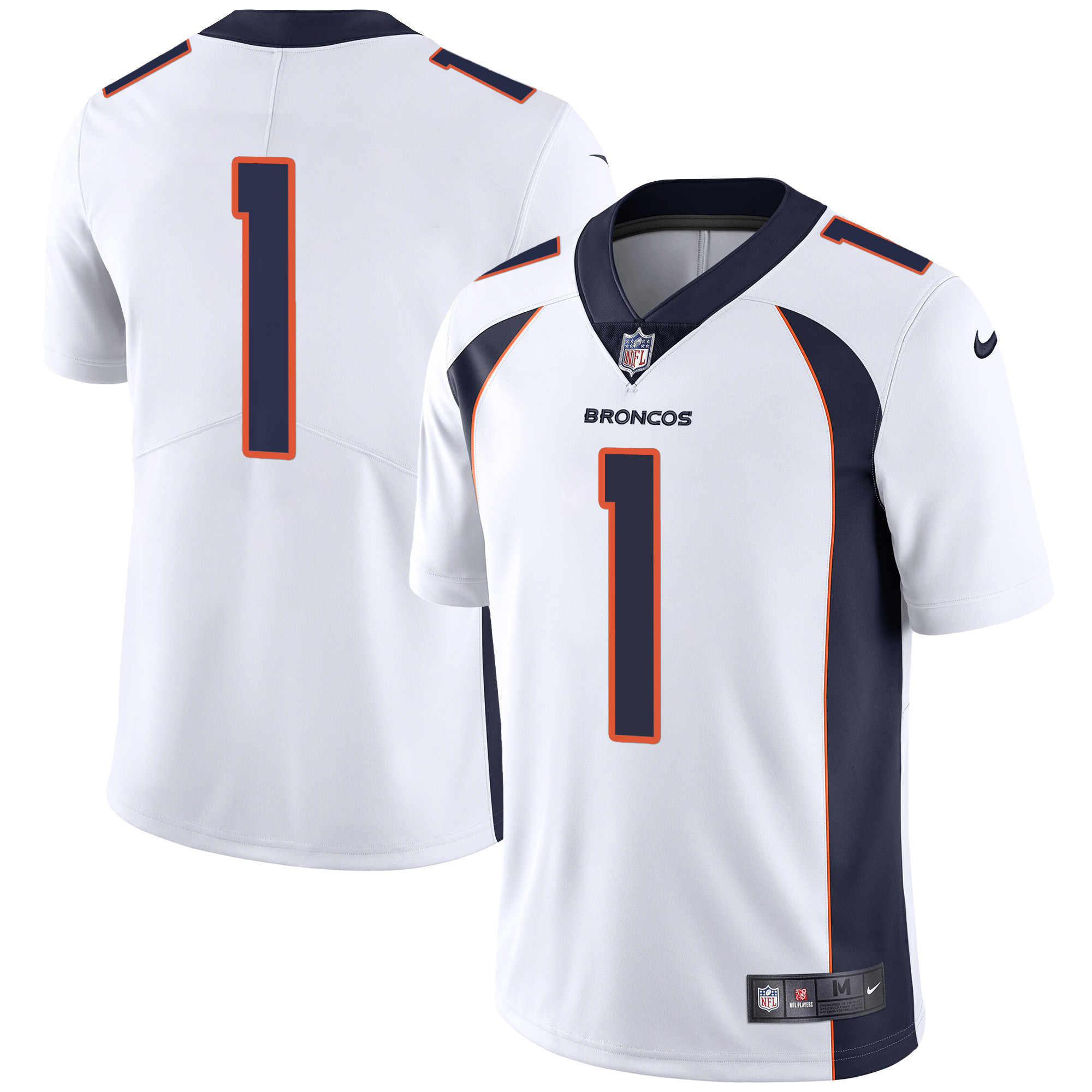 #1 Team Men's Denver Broncos Vapor White Jersey - All Stitched