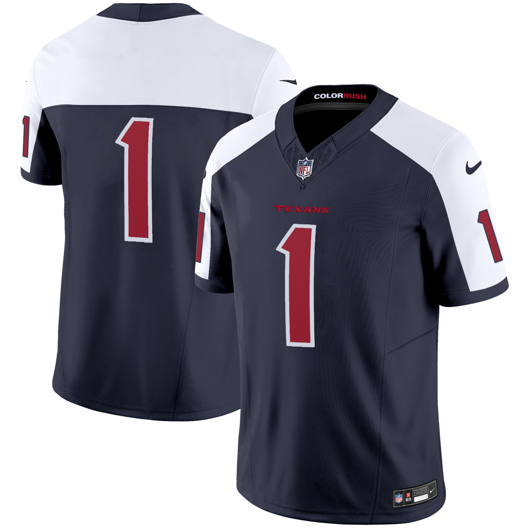 #1 Team Men's Houston Texans Color Rush Legend Vapor Navy Alternate Jersey - All Stitched