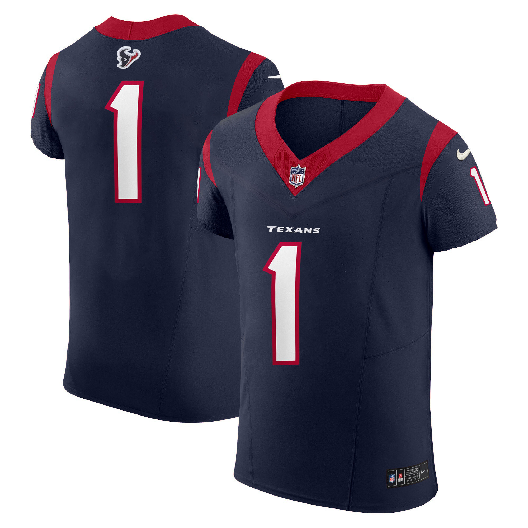 #1 Team Men's Houston Texans Vapor Elite Navy Jersey - All Stitched