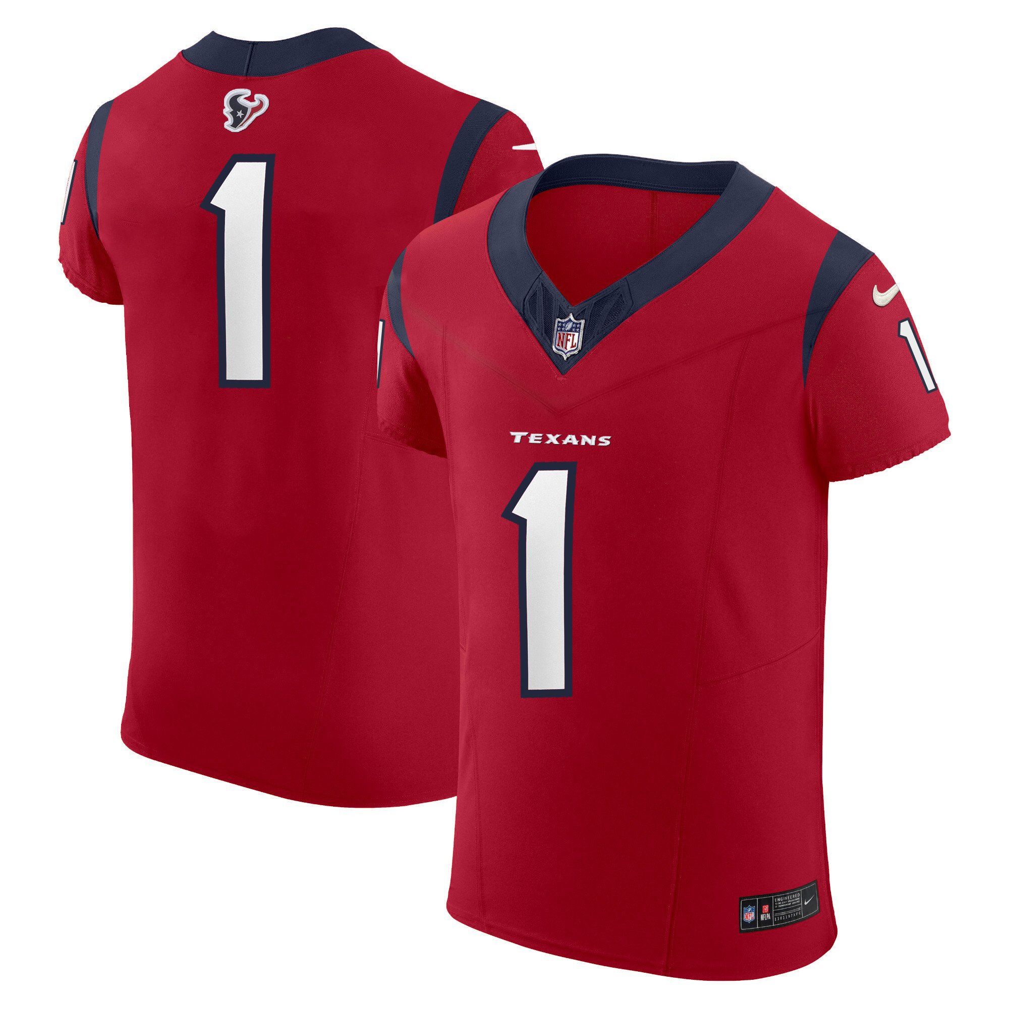 #1 Team Men's Houston Texans Vapor Elite Red Jersey - All Stitched
