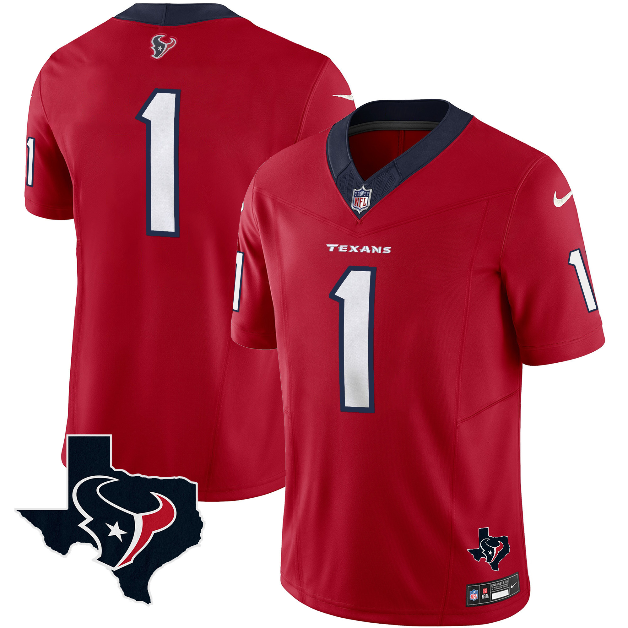 #1 Team Men's Houston Texans Vapor Limited Red Jersey - All Stitched