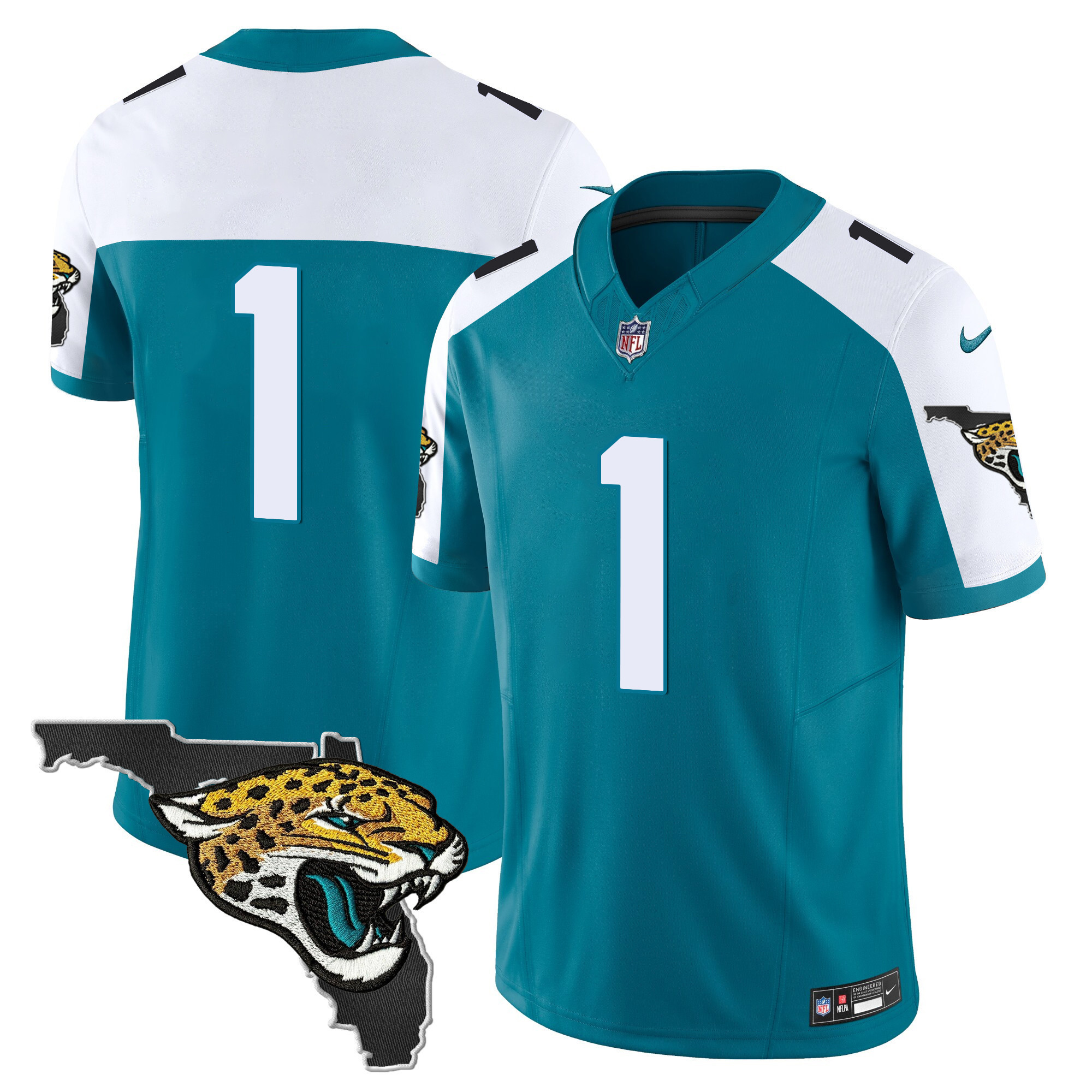 #1 Team Men's Jacksonville Jaguars Florida Patch Vapor Alternate Jersey - All Stitched