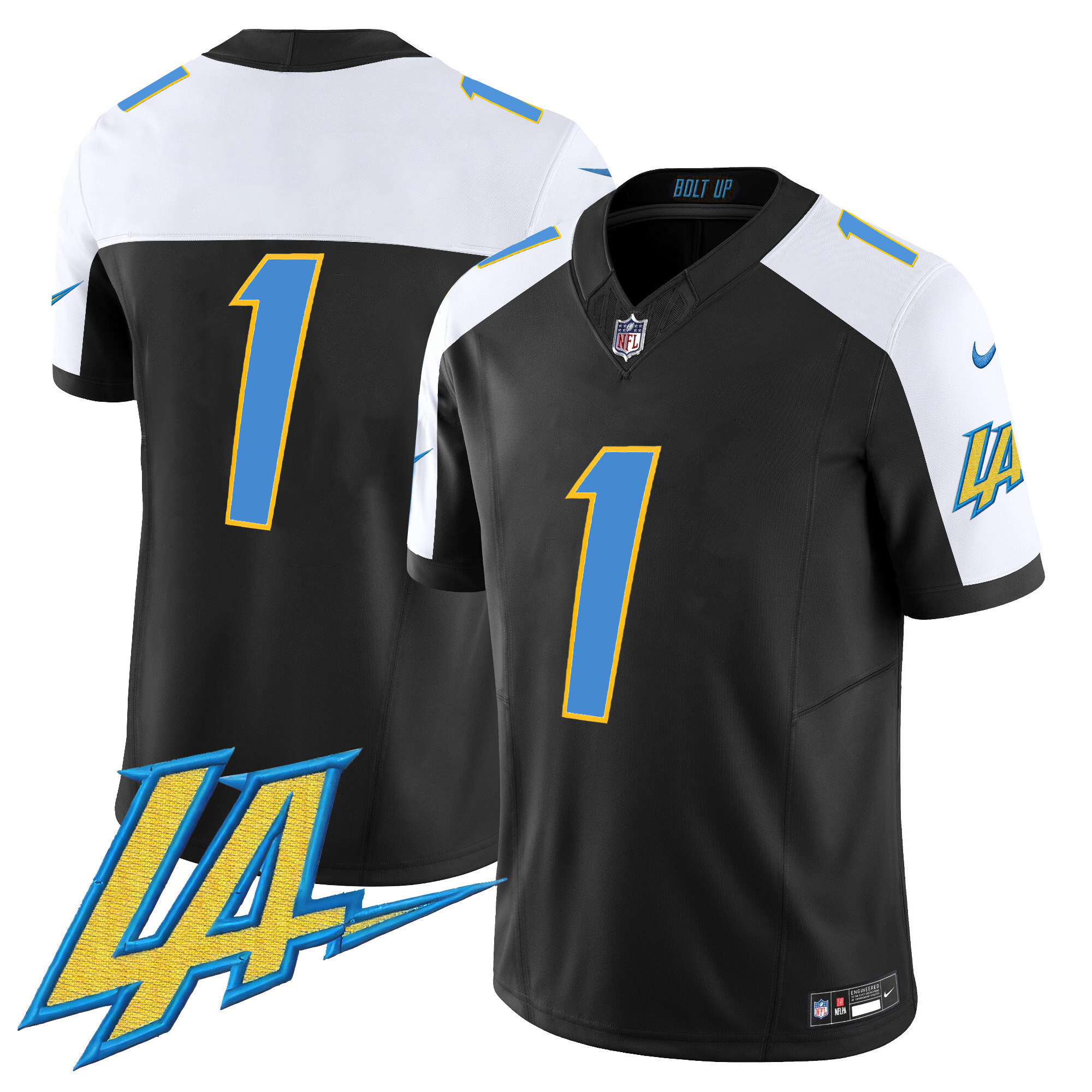 #1 Team Men's Los Angeles Chargers Vapor Limited Black Alternate Jersey - All Stitched