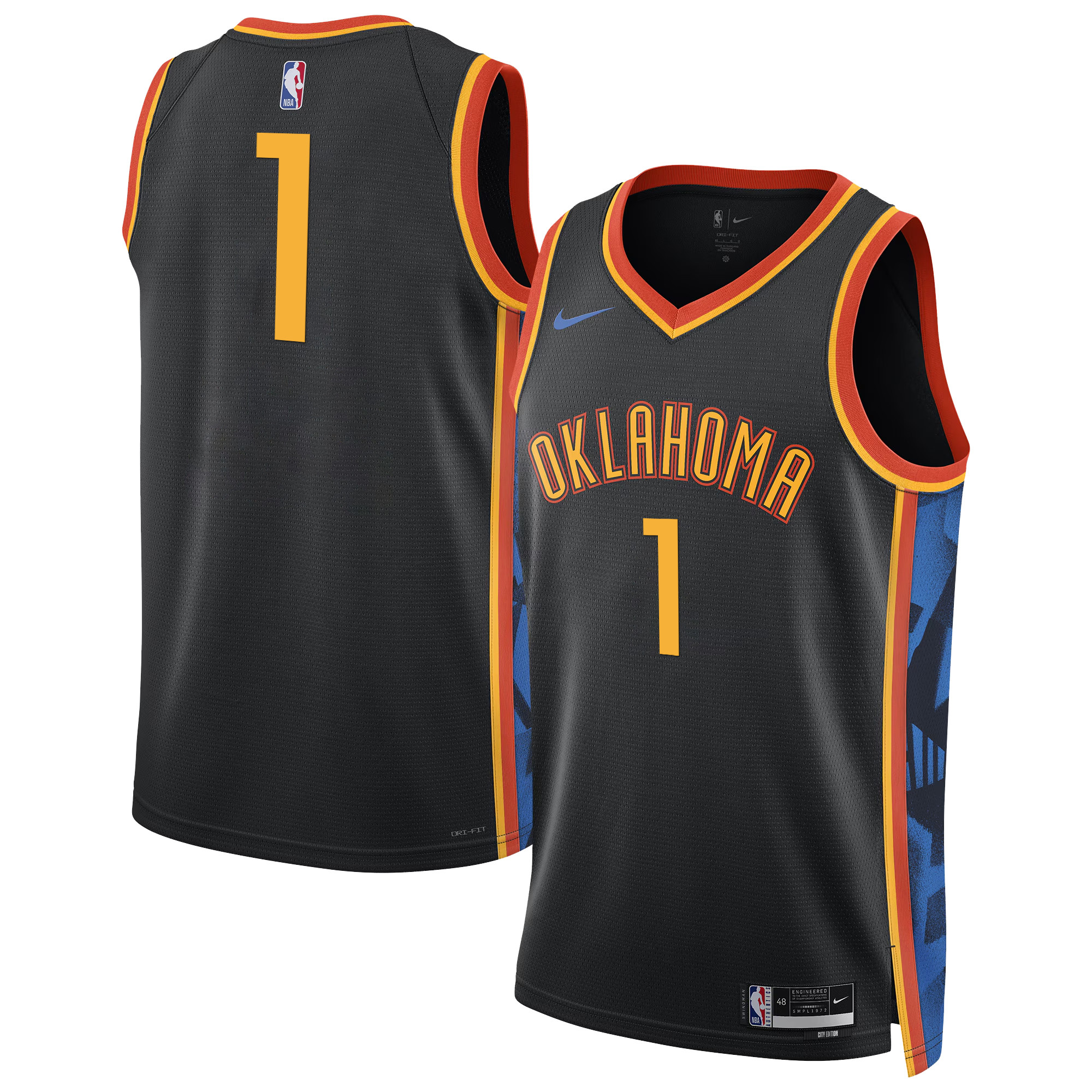 #1 Team Men's Oklahoma City Thunder 2024/25 City Edition Swingman City Edition Jersey - All Stitched