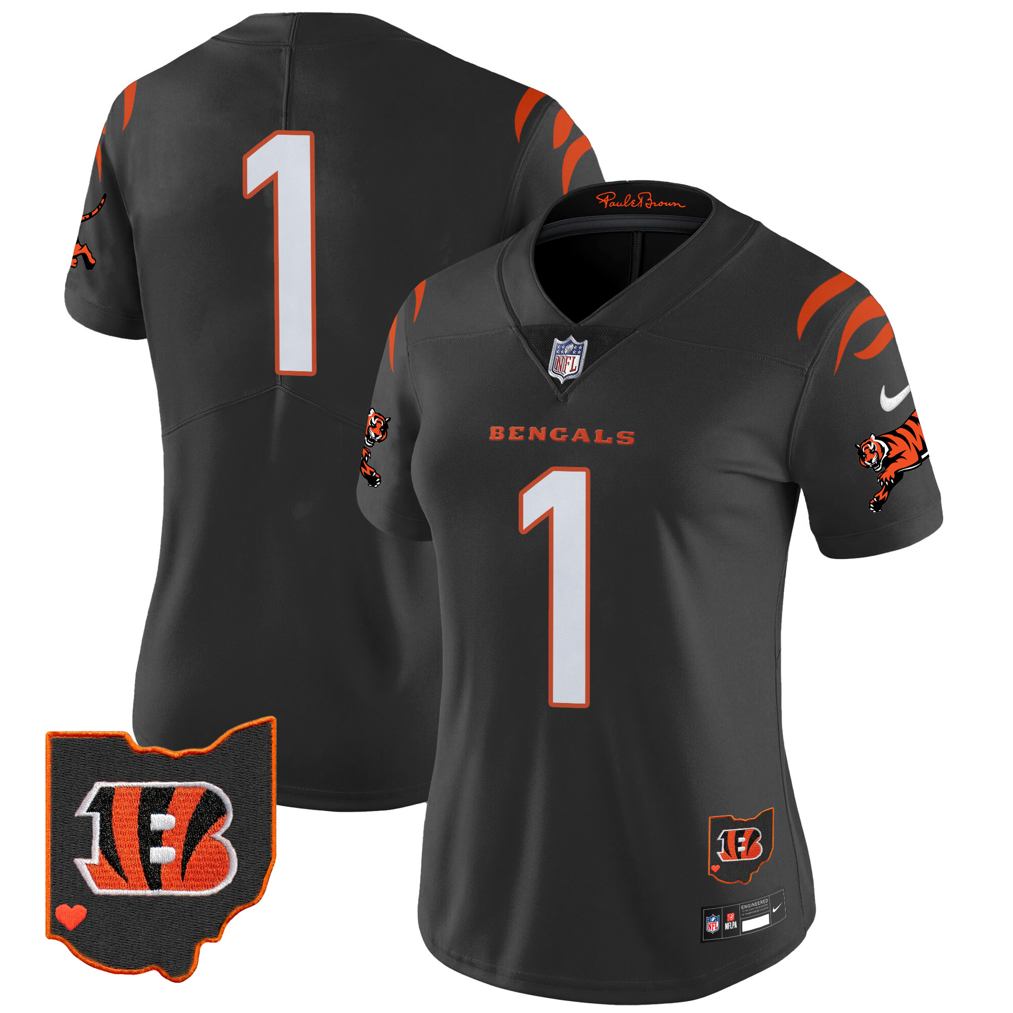 #1 Team Women's Cincinnati Bengals 2024 Vapor Limited Black Jersey - All Stitched