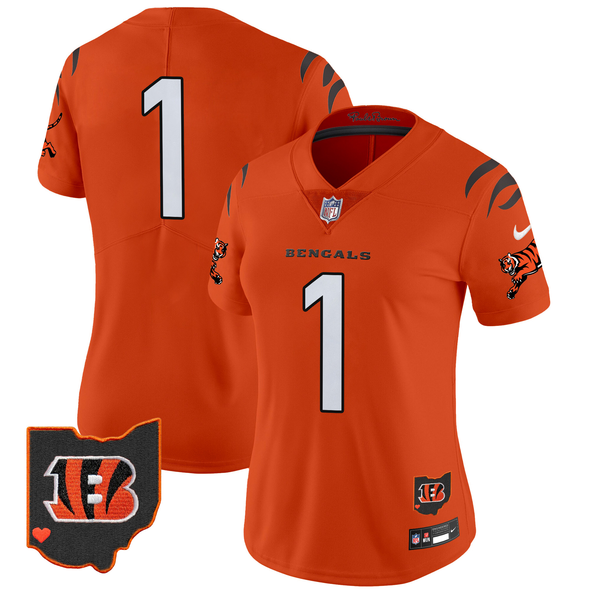 #1 Team Women's Cincinnati Bengals 2024 Vapor Limited Orange Jersey - All Stitched
