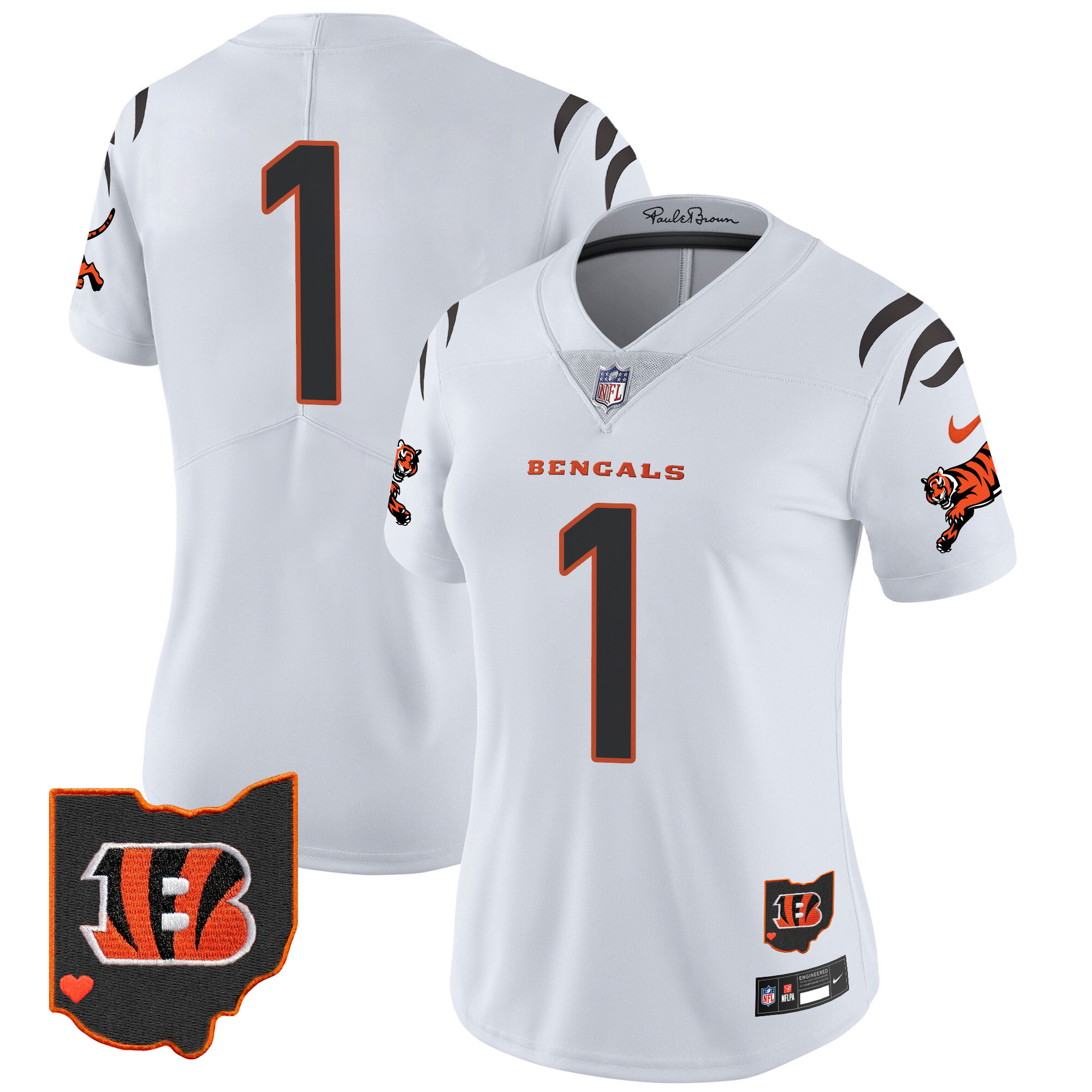 #1 Team Women's Cincinnati Bengals 2024 Vapor Limited White Jersey - All Stitched