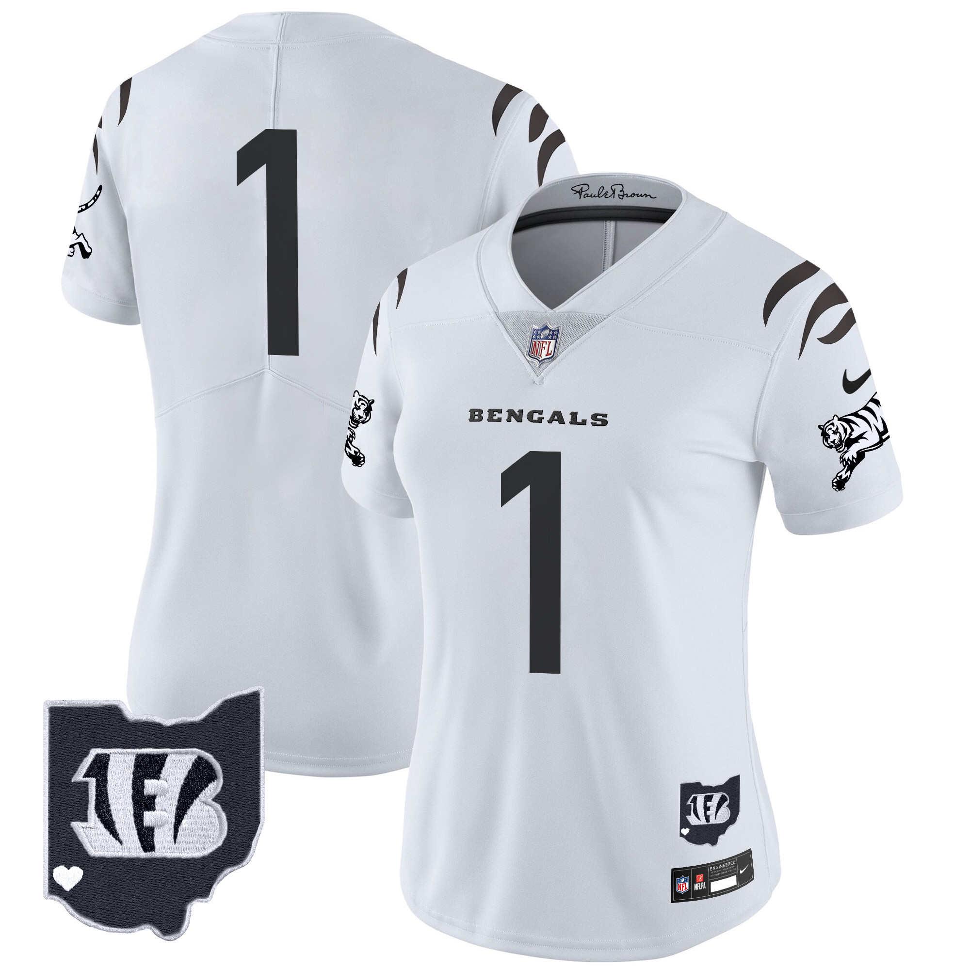 #1 Team Women's Cincinnati Bengals 2024 Vapor Limited White Limited Jersey - All Stitched