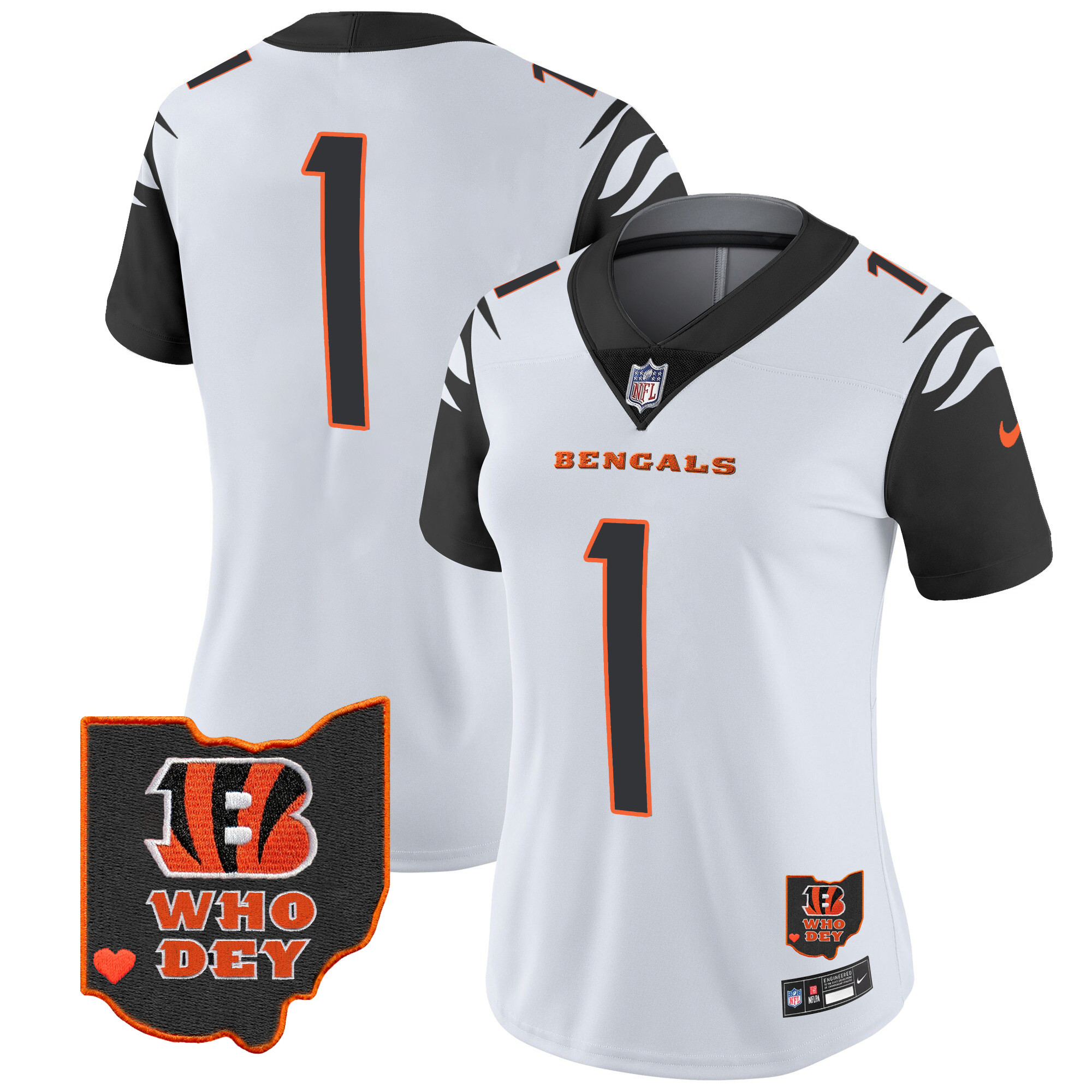 #1 Team Women's Cincinnati Bengals Ohio Patch Vapor Limited Color Rush Jersey - All Stitched