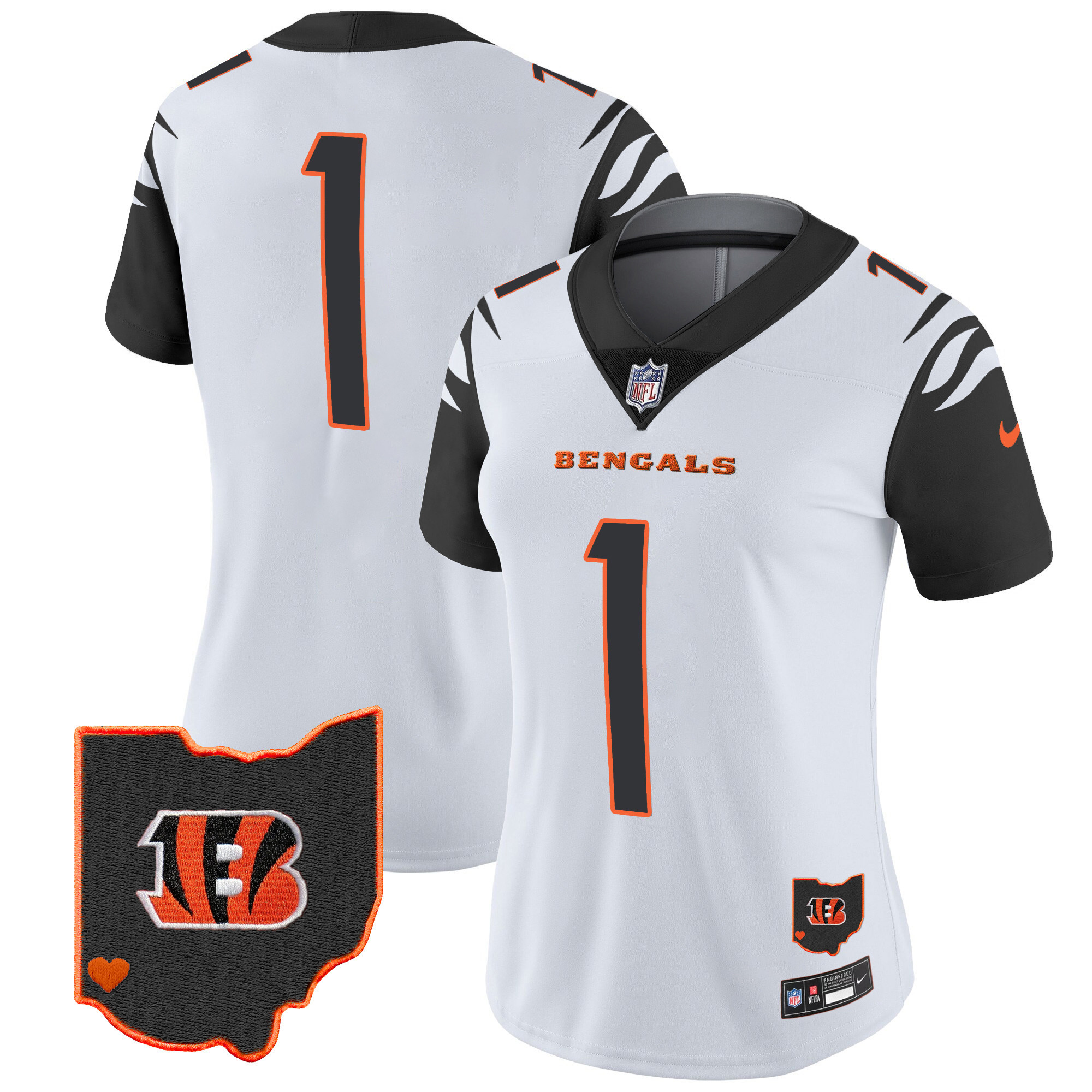 #1 Team Women's Cincinnati Bengals Ohio Patch Vapor Limited Color Rush Jersey - All Stitched