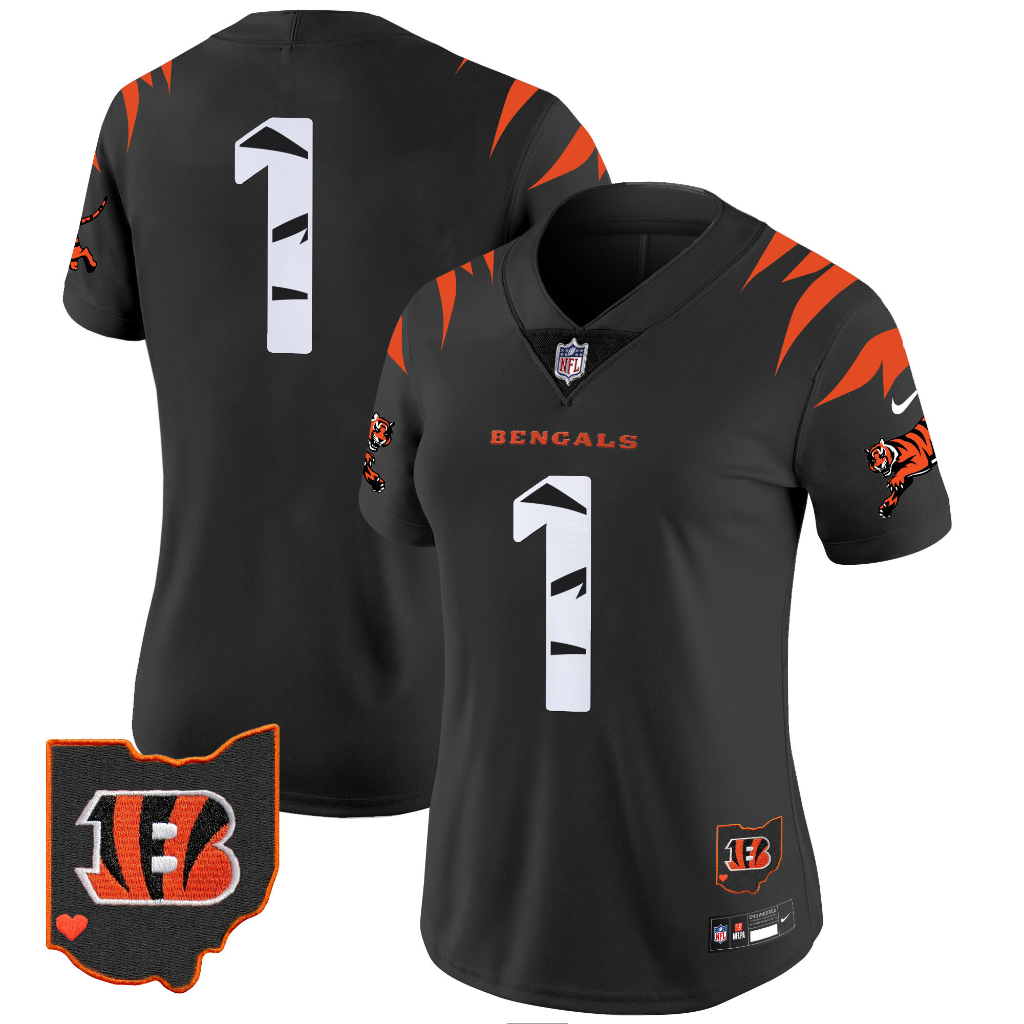 #1 Team Women's Cincinnati Bengals Special Vapor Limited Black Jersey - All Stitched