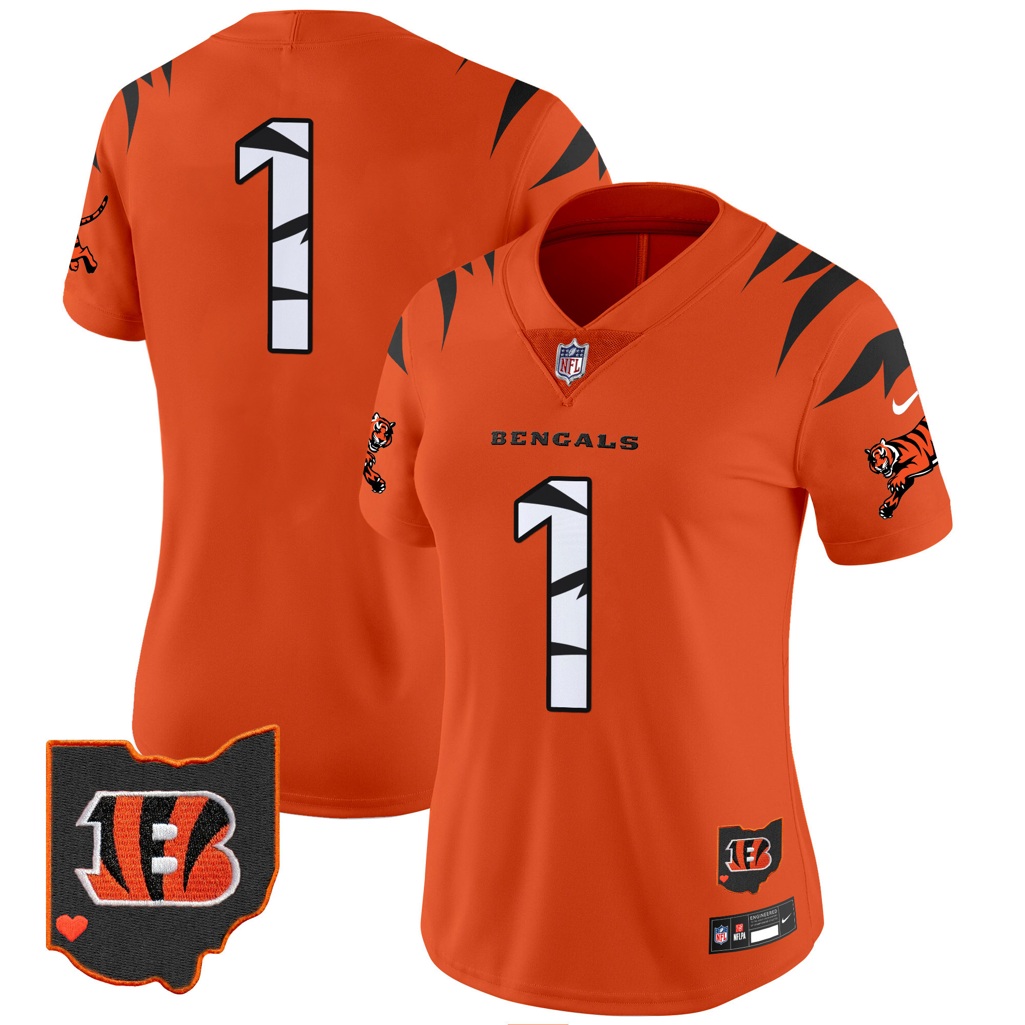 #1 Team Women's Cincinnati Bengals Special Vapor Limited Orange Jersey - All Stitched