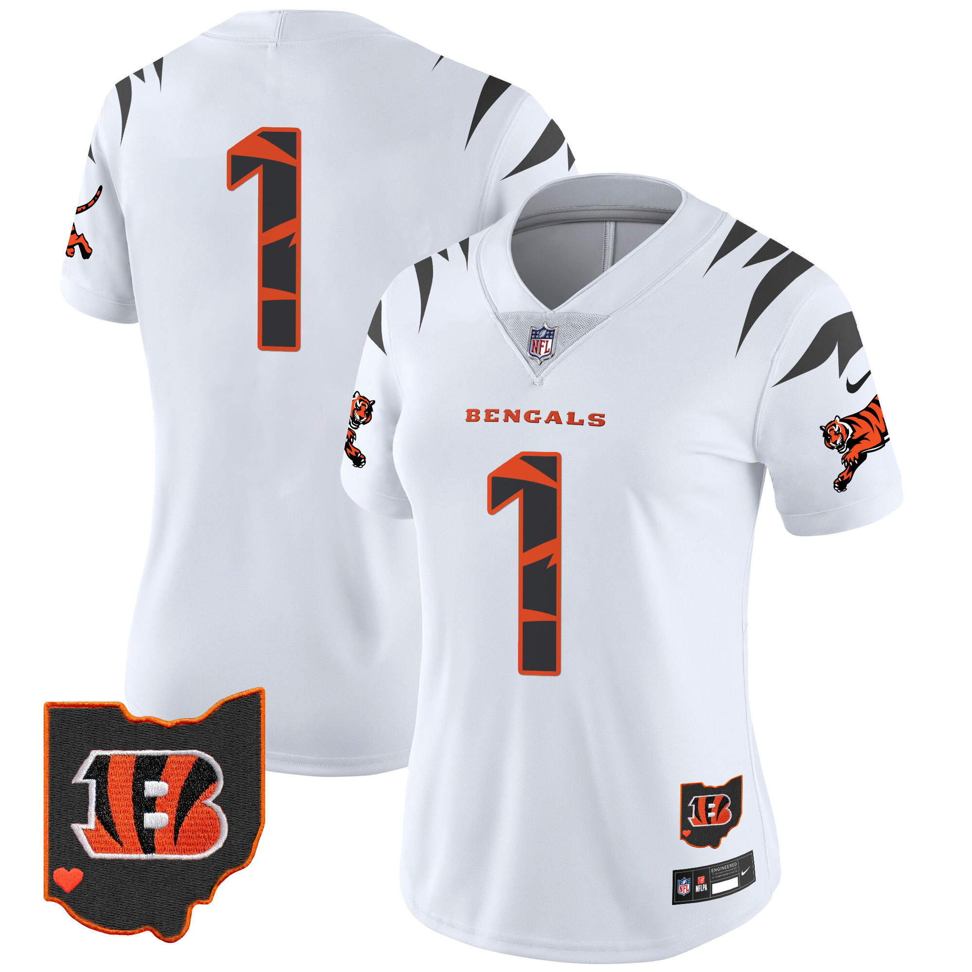 #1 Team Women's Cincinnati Bengals Special Vapor Limited White Jersey - All Stitched