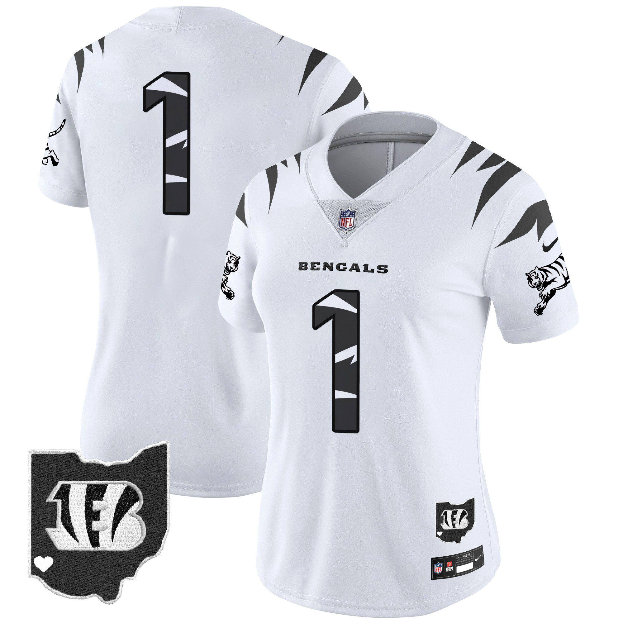 #1 Team Women's Cincinnati Bengals Special Vapor Limited White Limited Jersey - All Stitched