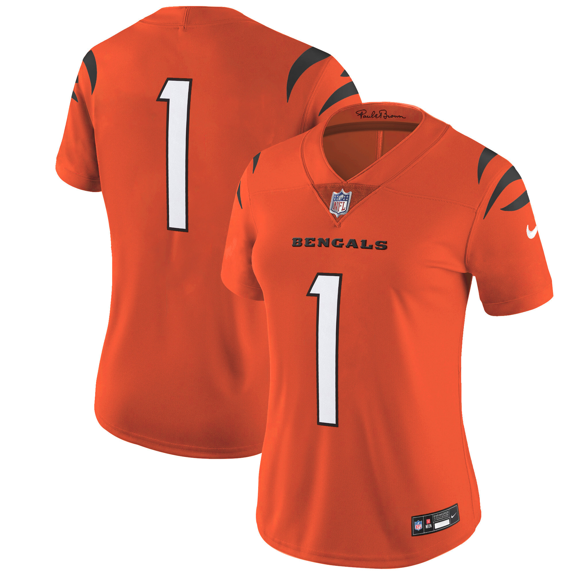 #1 Team Women's Cincinnati Bengals Vapor Limited Orange Jersey - All Stitched