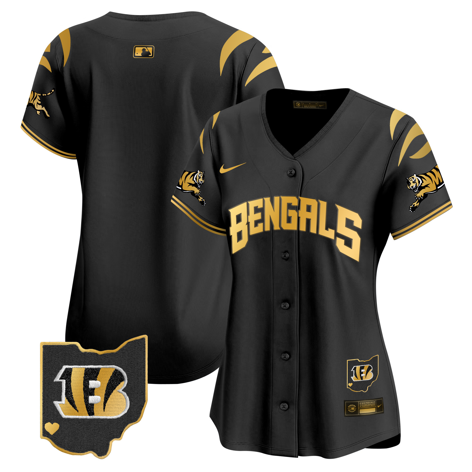 #1 Team Women's Cincinnati Bengals Vapor Premier Limited Black Gold Jersey - All Stitched