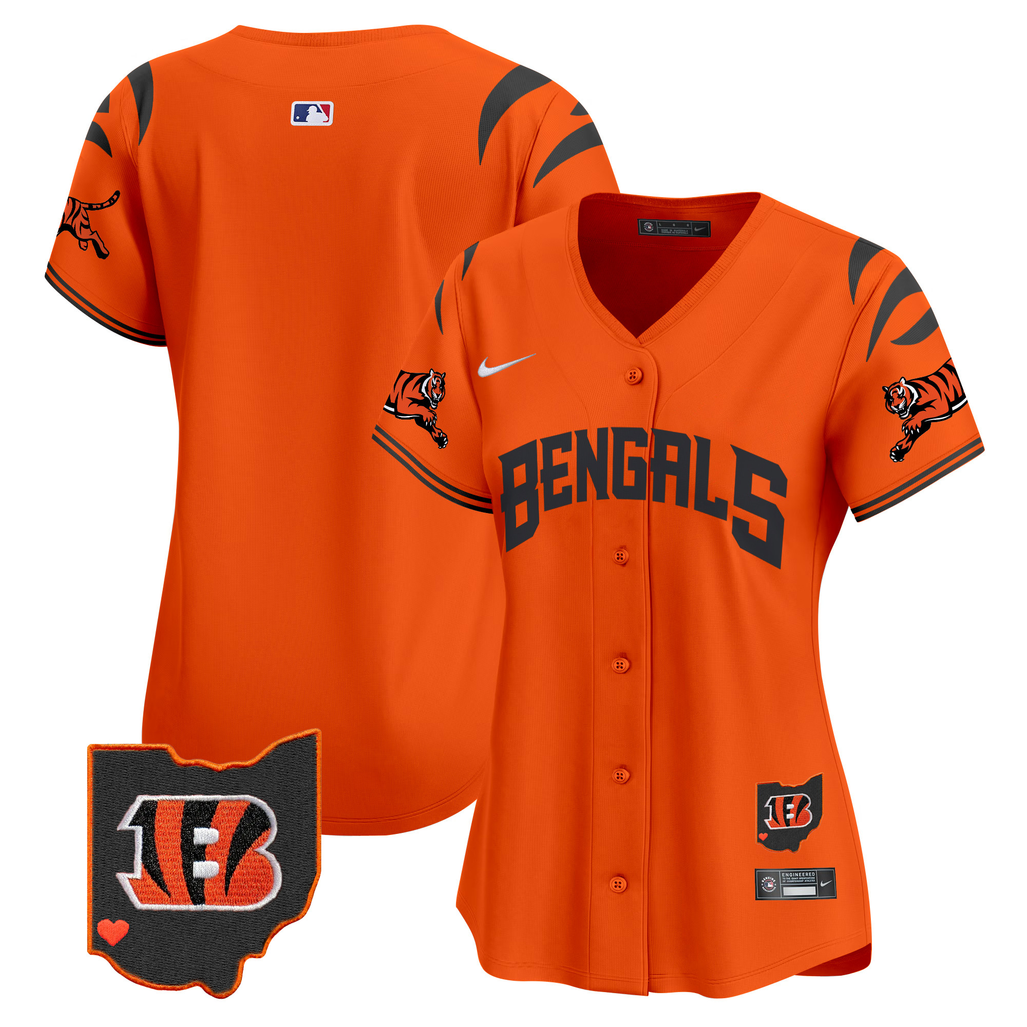#1 Team Women's Cincinnati Bengals Vapor Premier Limited Orange Jersey - All Stitched